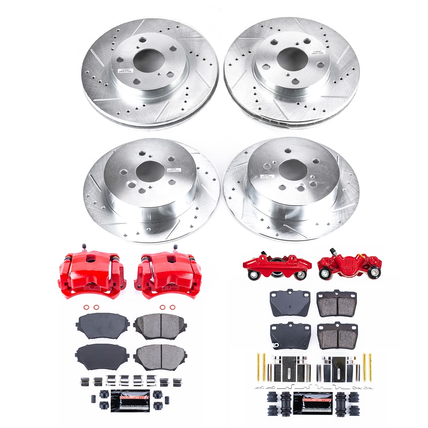 Power Stop - KC2842 - Front and Rear - Disc Brake Pad/Caliper and Rotor Kit