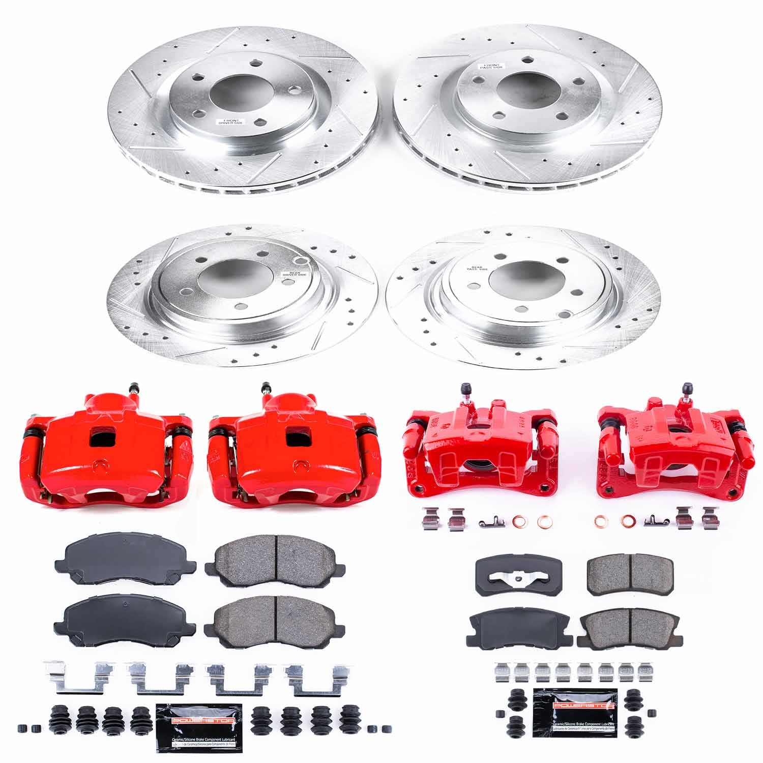 Power Stop - KC2848A - Front and Rear - Disc Brake Pad/Caliper and Rotor Kit