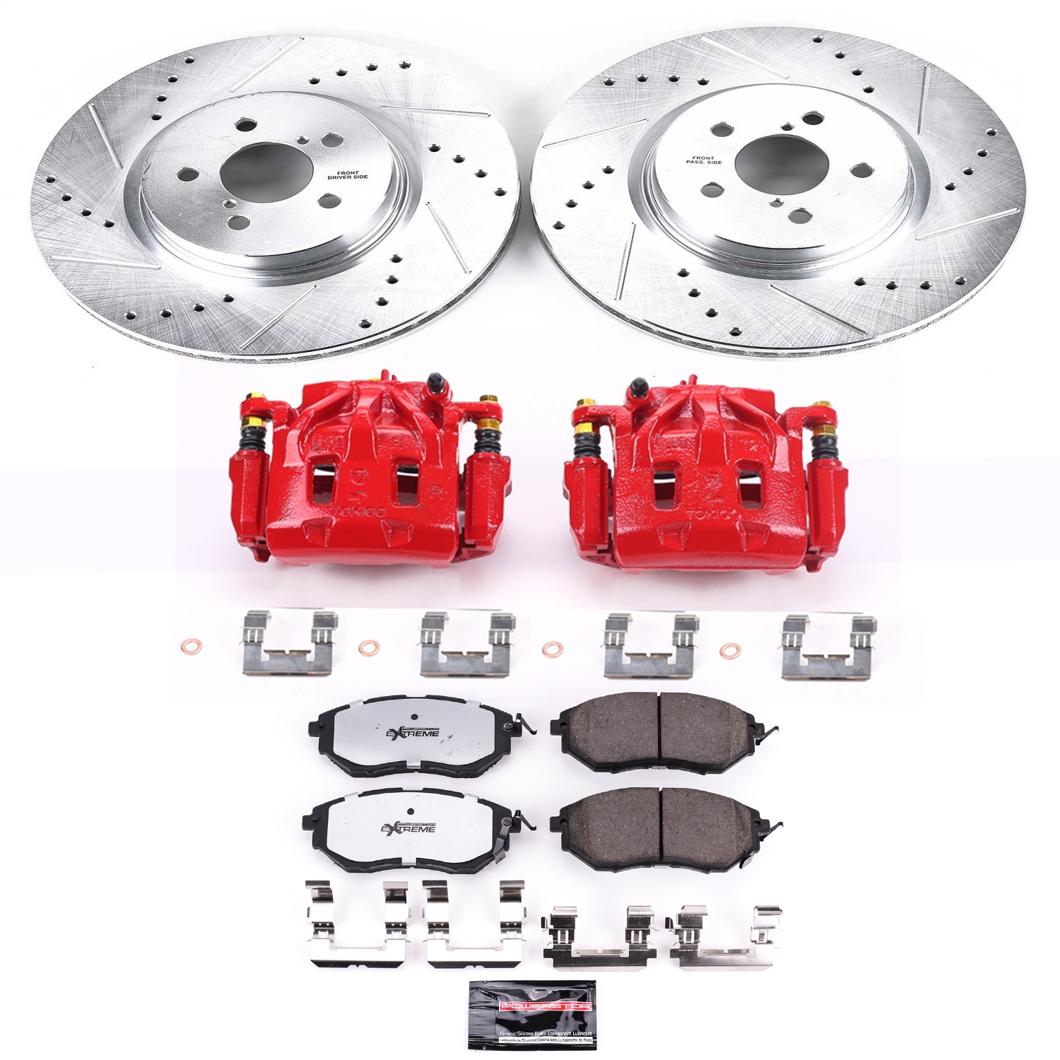 Power Stop - KC285-26 - Front - Disc Brake Pad/Caliper and Rotor Kit