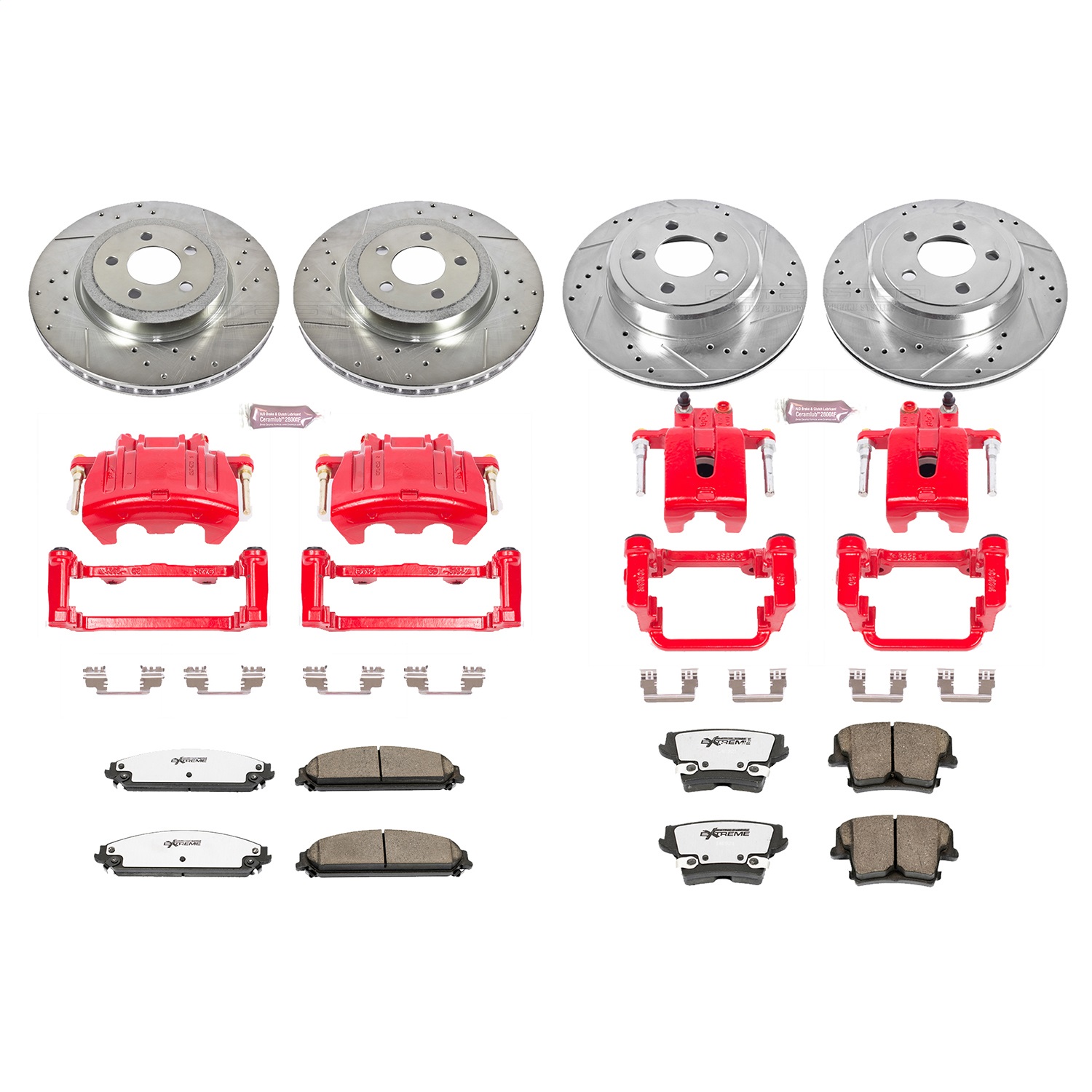 Power Stop - KC2853-26 - Front and Rear - Disc Brake Pad/Caliper and Rotor Kit