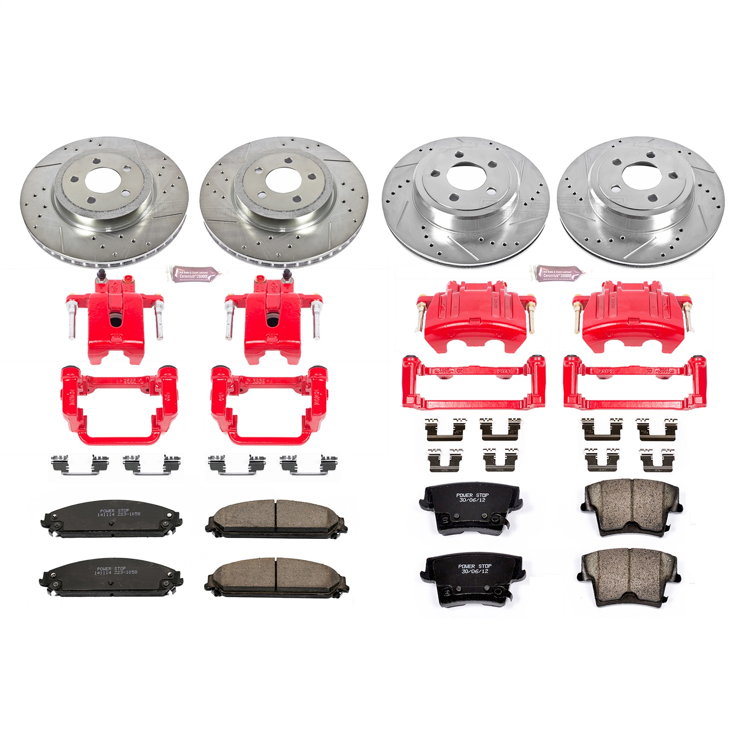 Power Stop - KC2853 - Front and Rear - Disc Brake Pad/Caliper and Rotor Kit
