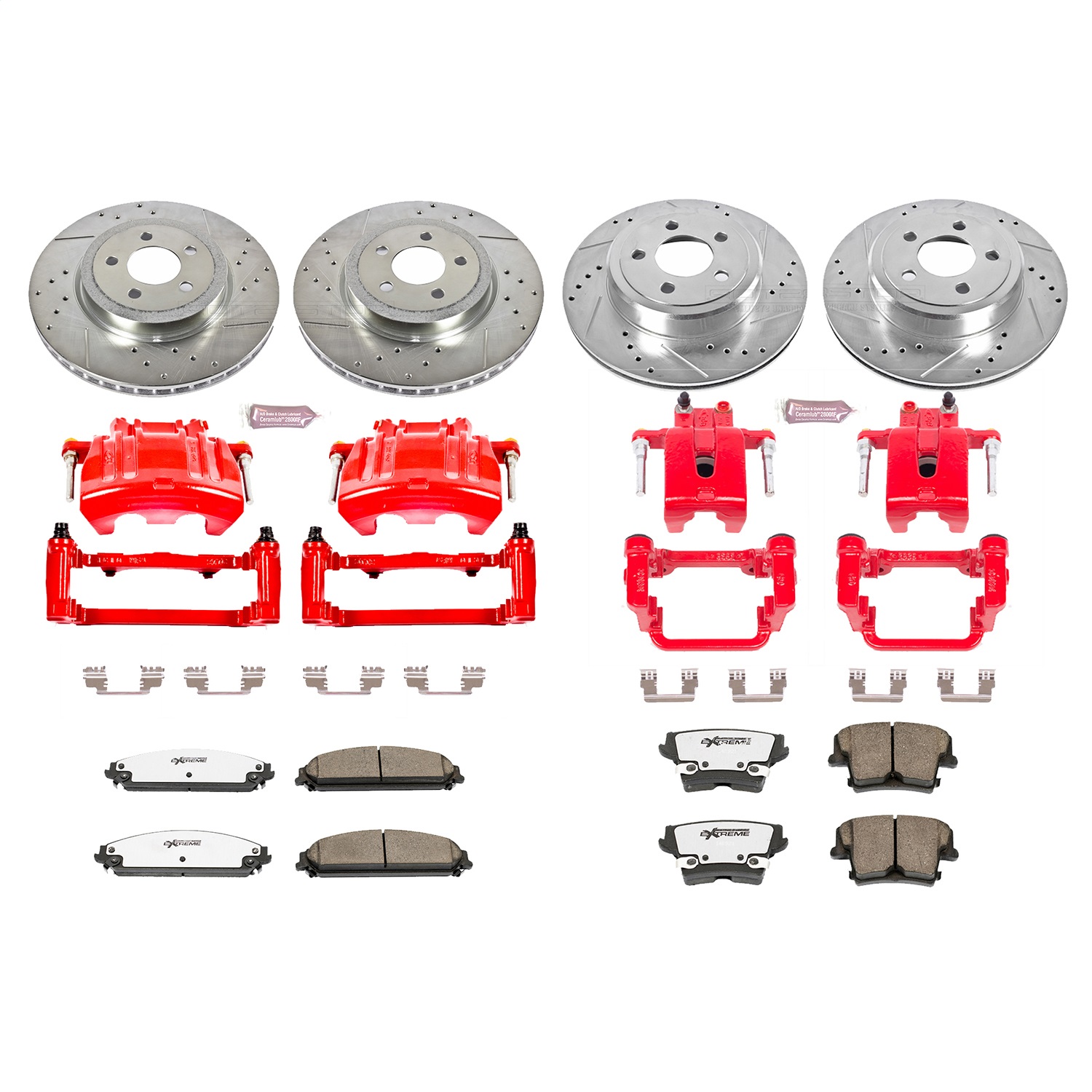 Power Stop - KC2853A-26 - Front and Rear - Disc Brake Pad/Caliper and Rotor Kit