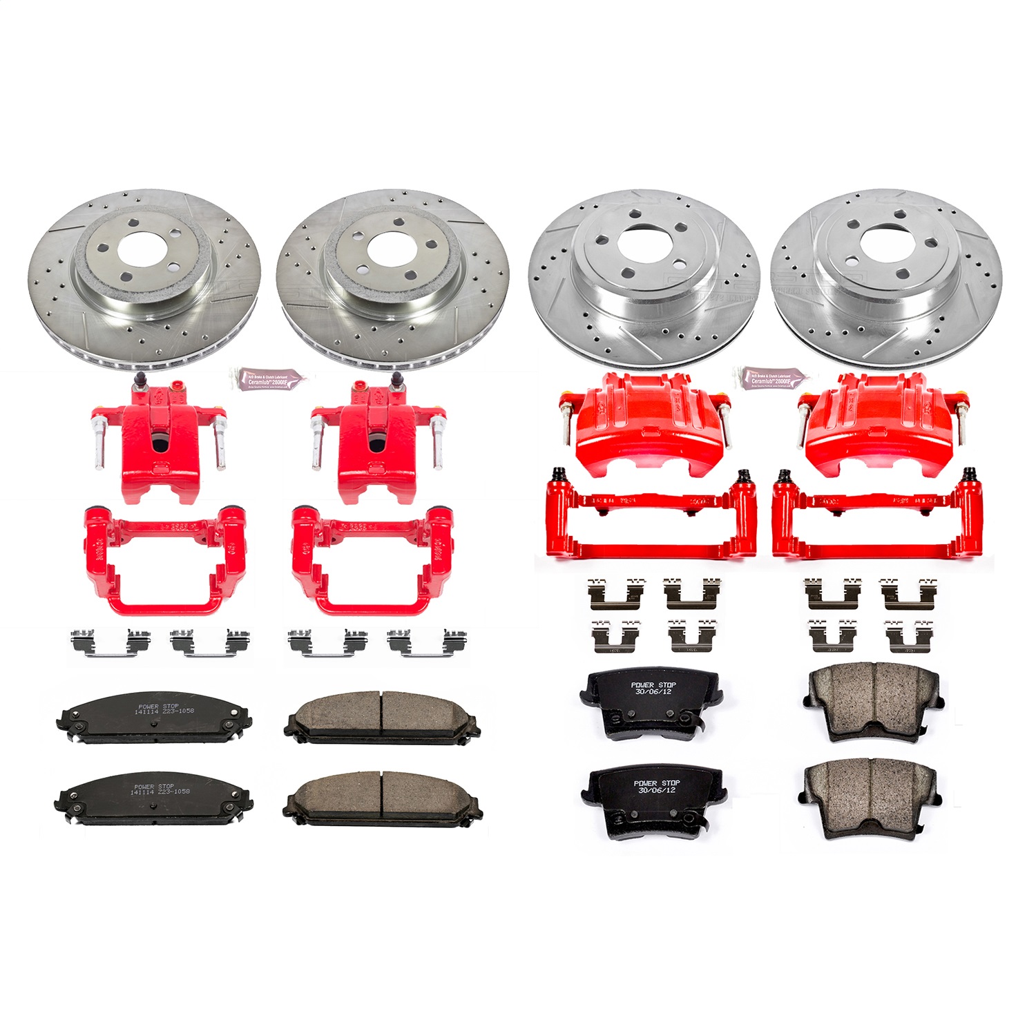 Power Stop - KC2853A - Front and Rear - Disc Brake Pad/Caliper and Rotor Kit