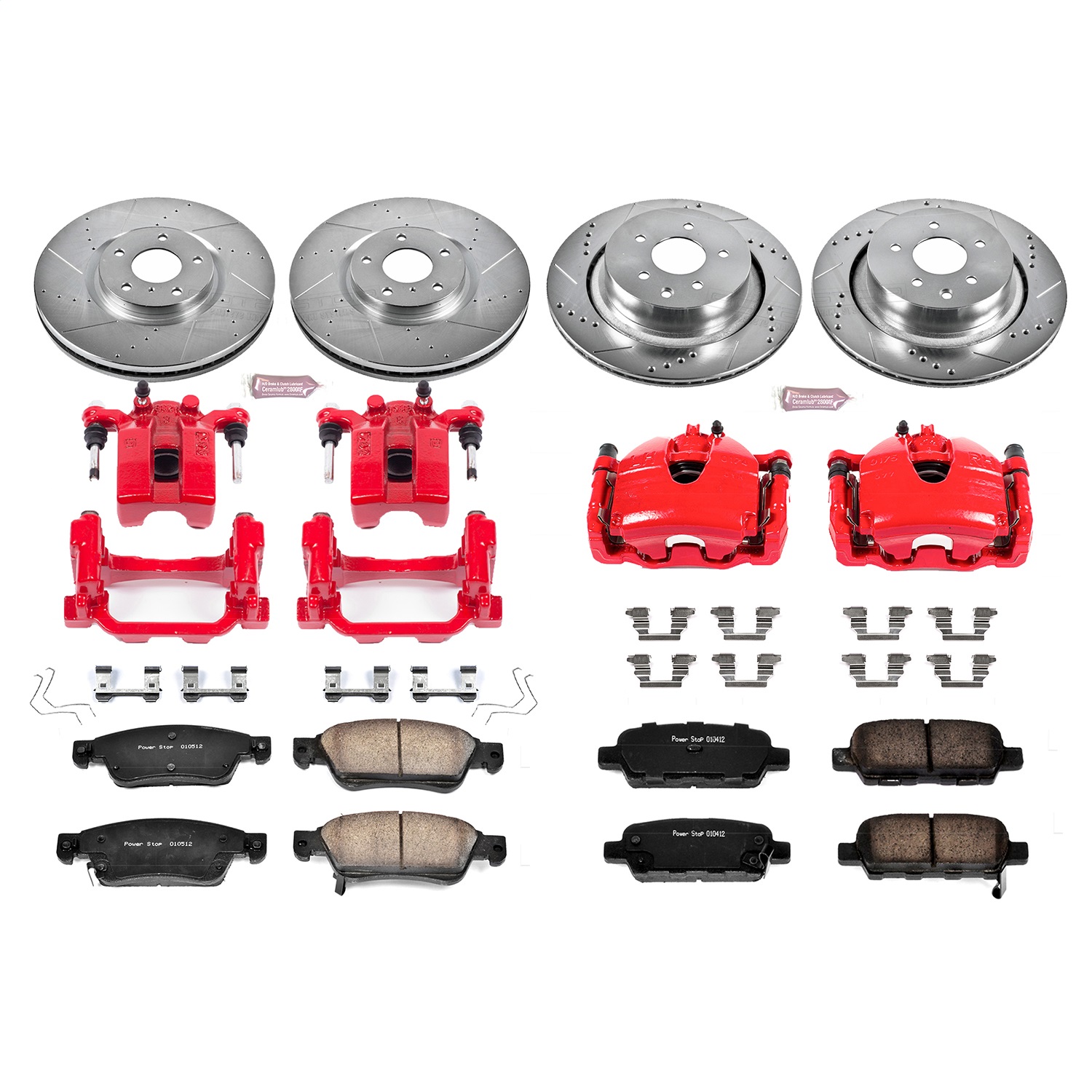 Power Stop - KC2862 - Front and Rear - Disc Brake Pad/Caliper and Rotor Kit