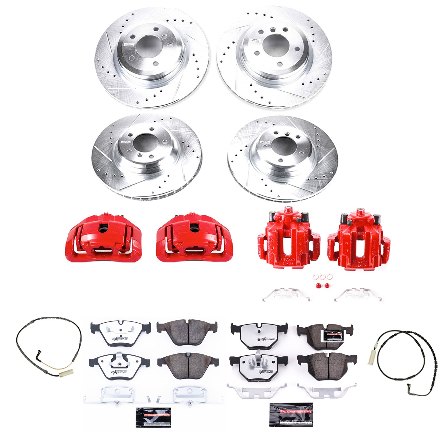 Power Stop - KC2883-26 - Front and Rear - Disc Brake Pad/Caliper and Rotor Kit