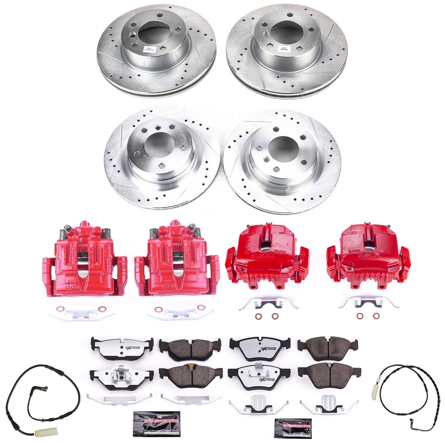 Power Stop - KC2890-26 - Front and Rear - Disc Brake Pad/Caliper and Rotor Kit