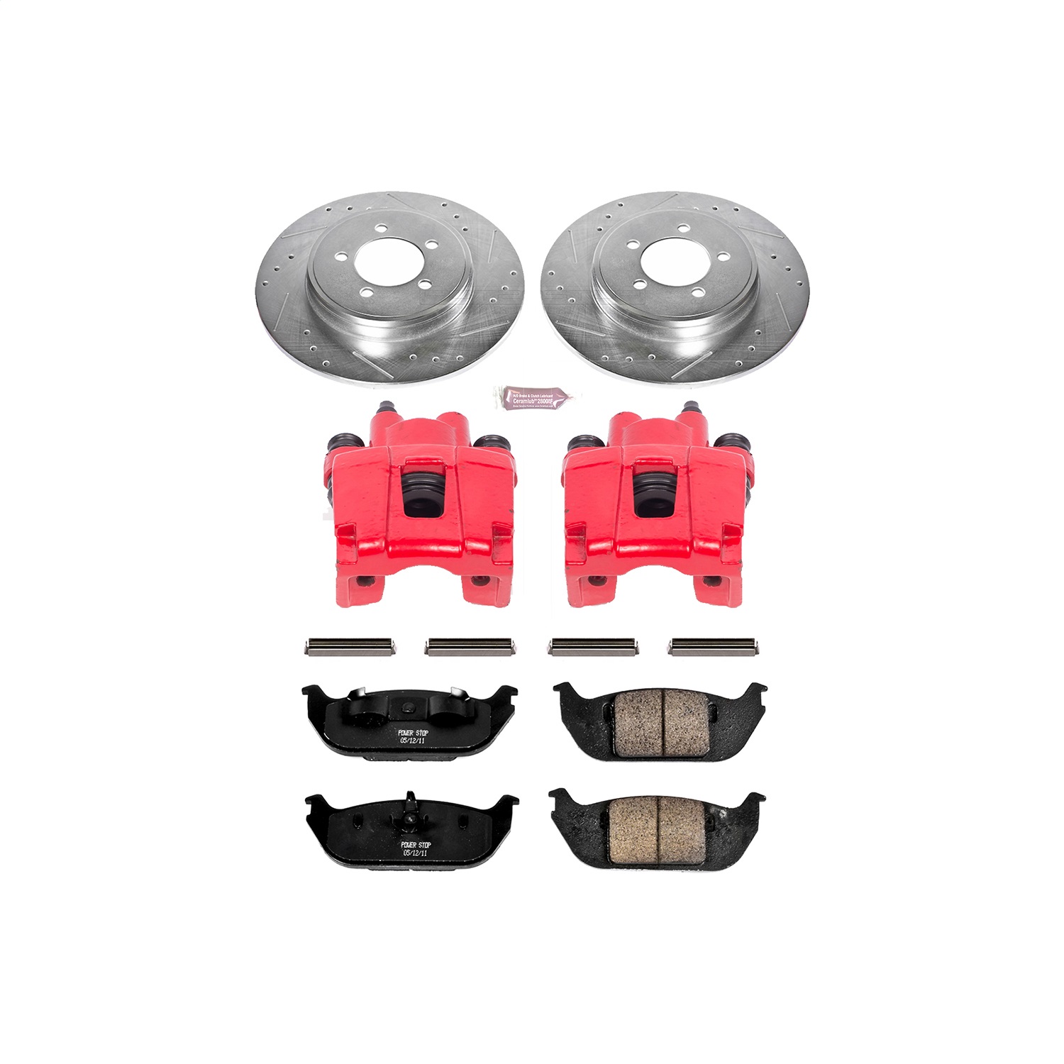 Power Stop - KC3025 - Rear - Disc Brake Pad/Caliper and Rotor Kit