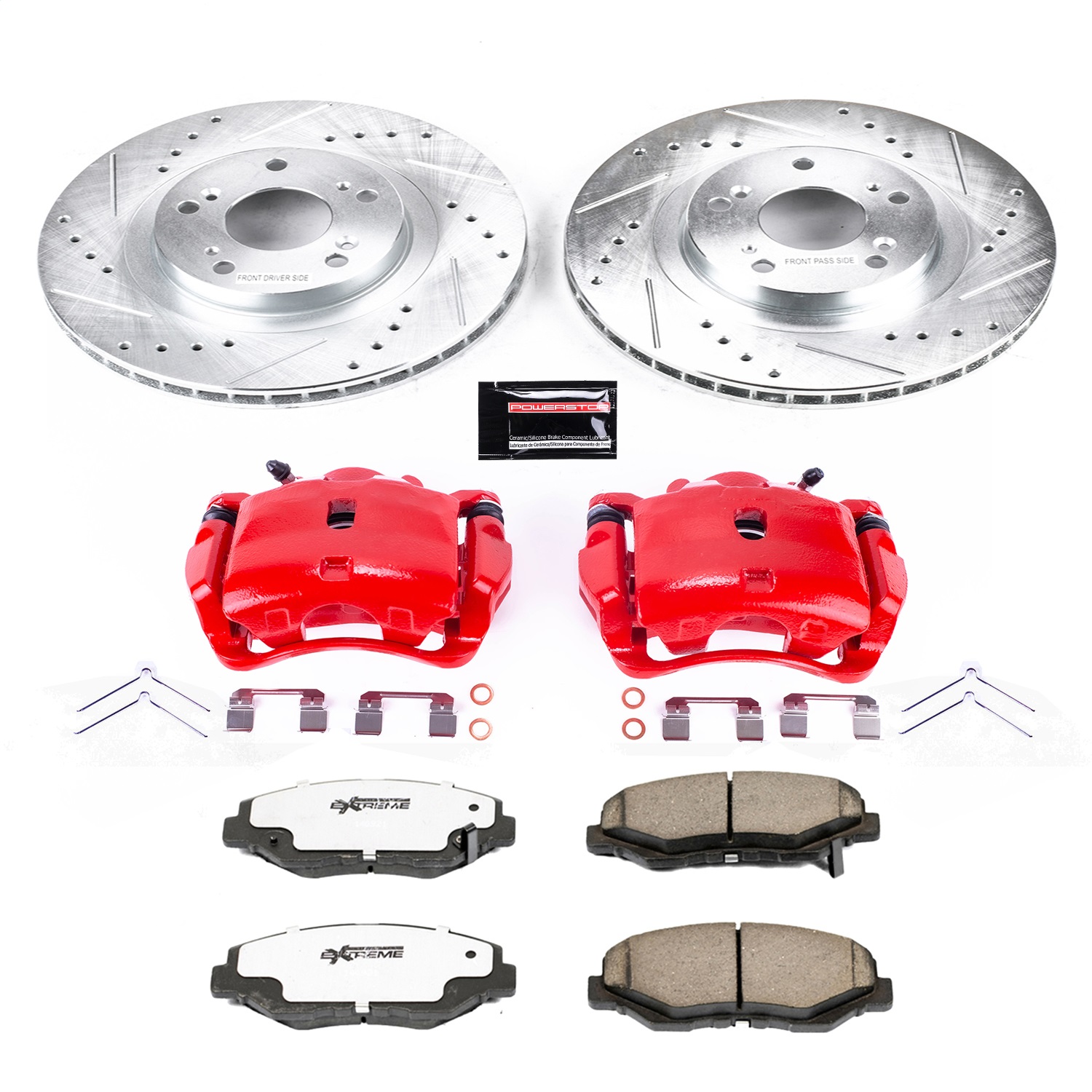 Power Stop - KC3055-26 - Front - Disc Brake Pad/Caliper and Rotor Kit