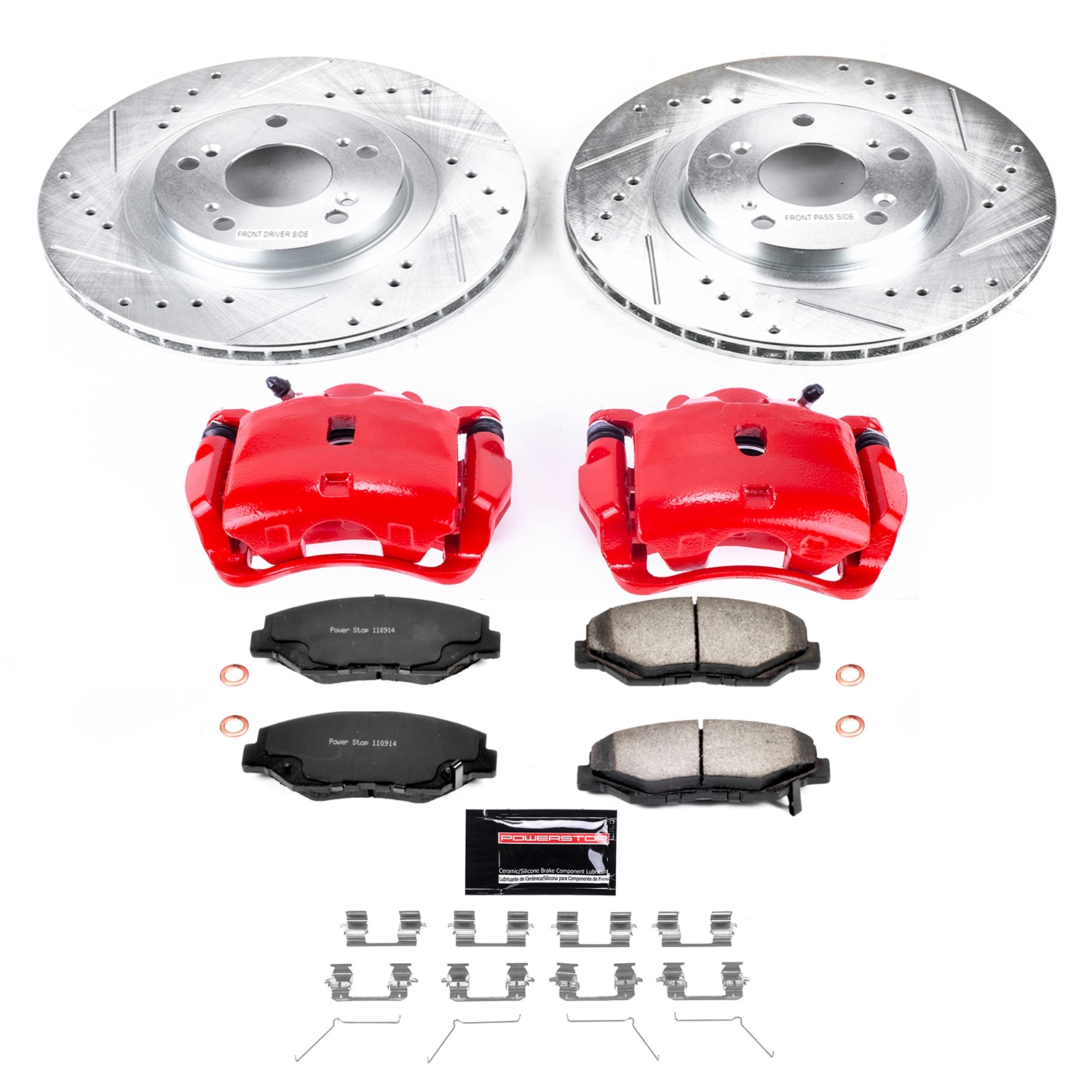 Power Stop - KC3055-36 - Front - Disc Brake Pad/Caliper and Rotor Kit