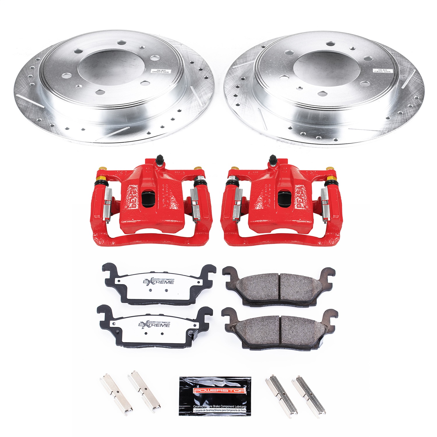 Power Stop - KC3067-36 - Rear - Disc Brake Pad/Caliper and Rotor Kit