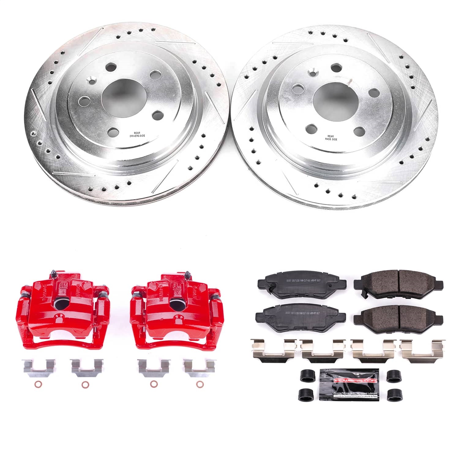 Power Stop - KC3072C - Rear - Disc Brake Pad/Caliper and Rotor Kit