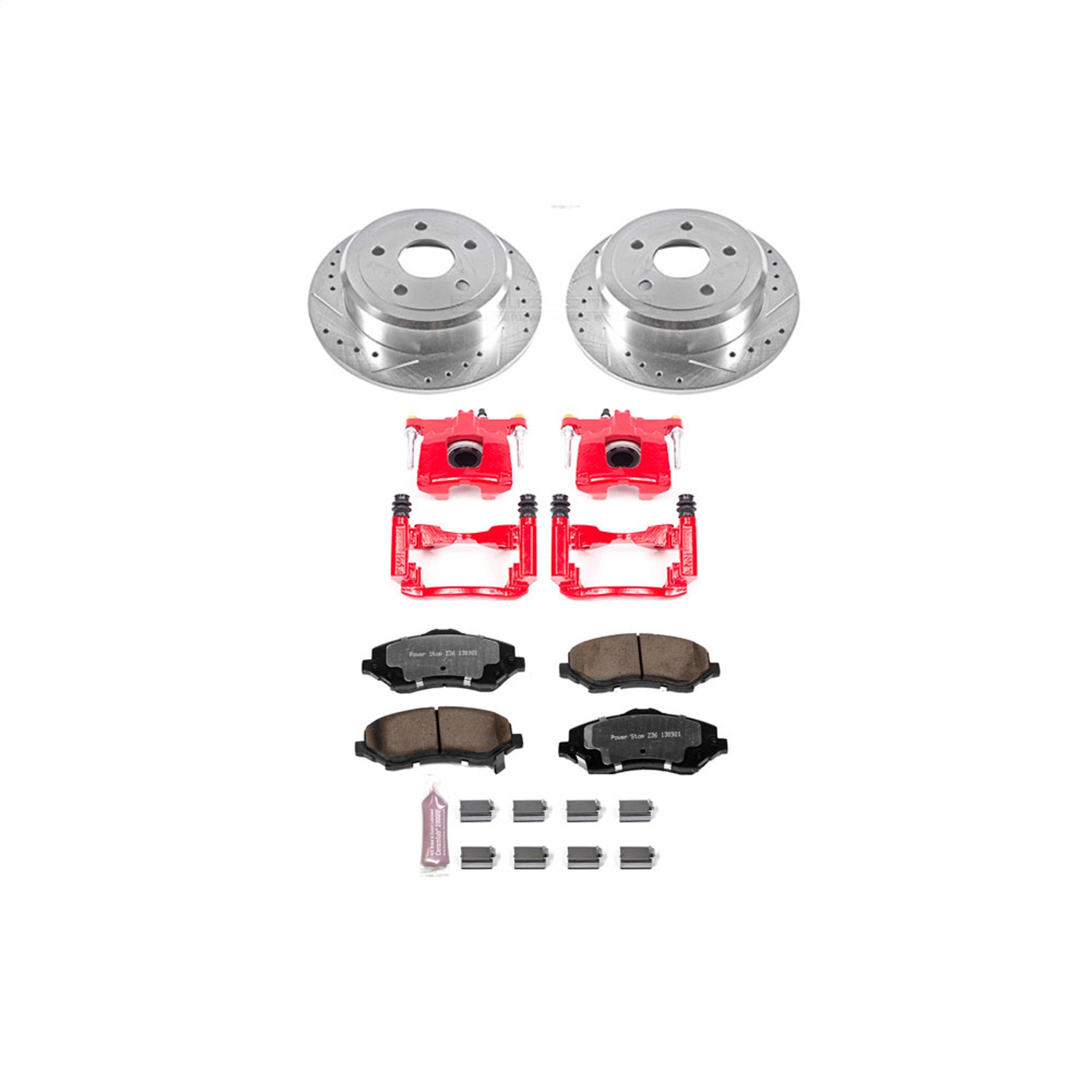 Power Stop - KC3090-36 - Rear - Disc Brake Pad/Caliper and Rotor Kit