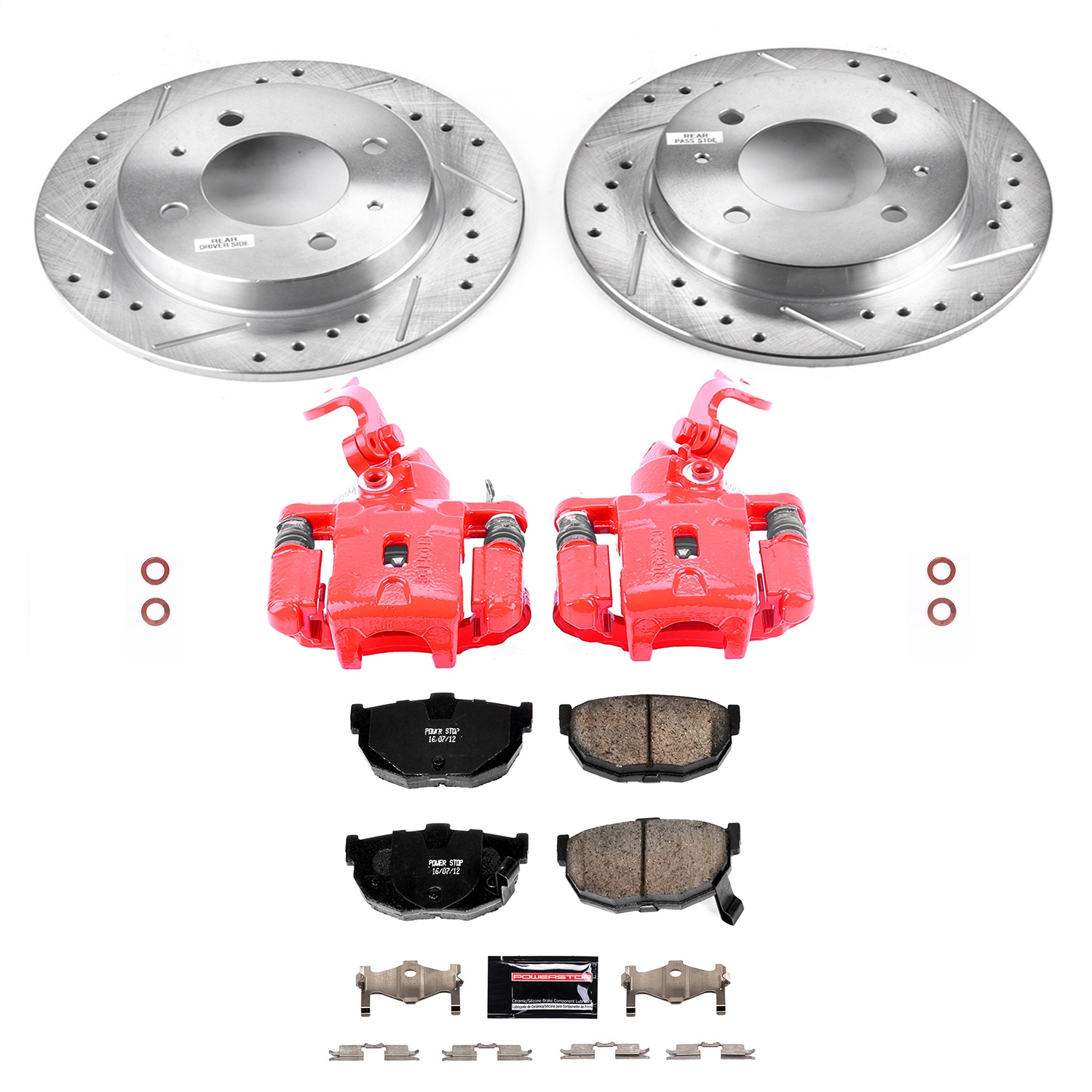 Power Stop - KC3106 - Rear - Disc Brake Pad/Caliper and Rotor Kit