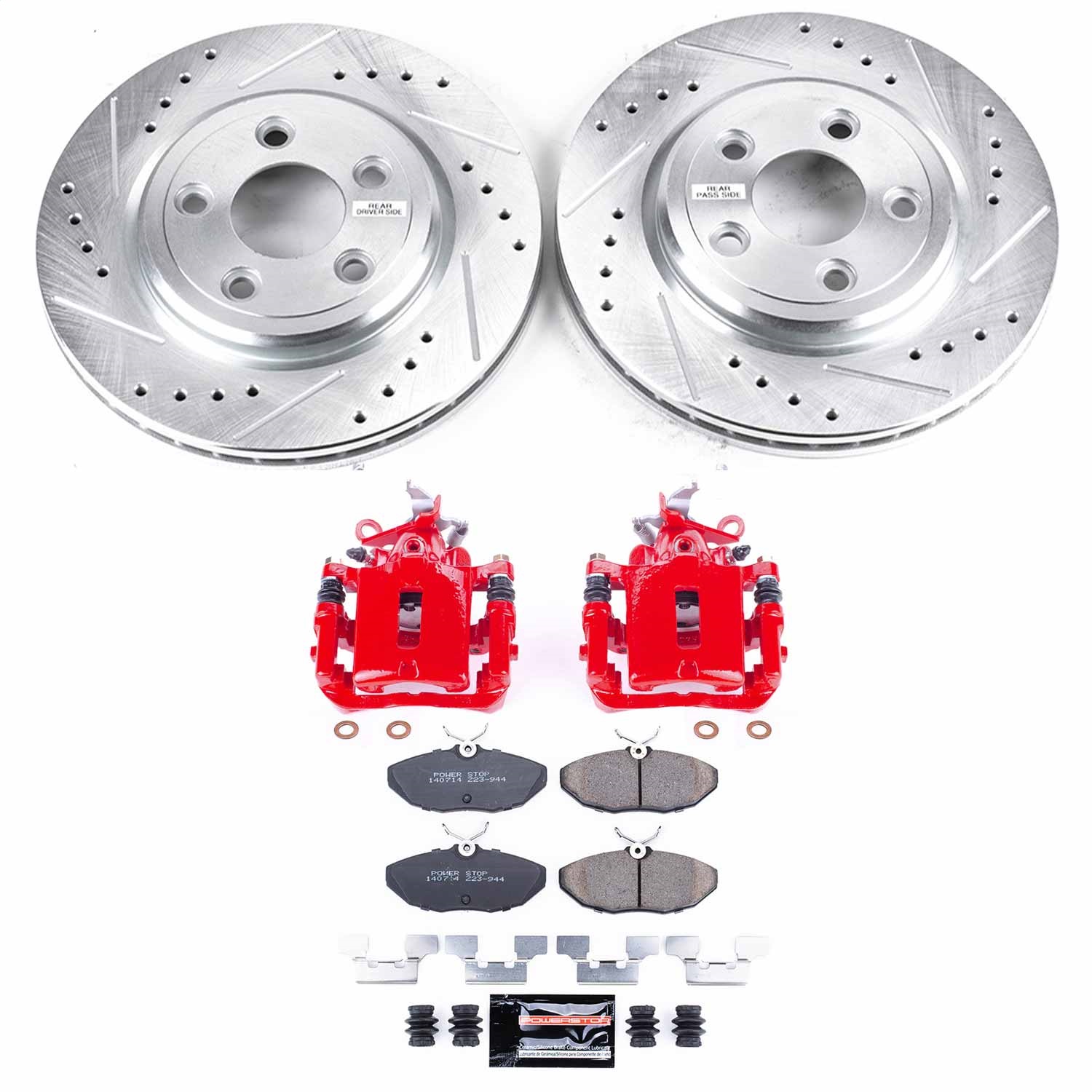 Power Stop - KC3141 - Rear - Disc Brake Pad/Caliper and Rotor Kit