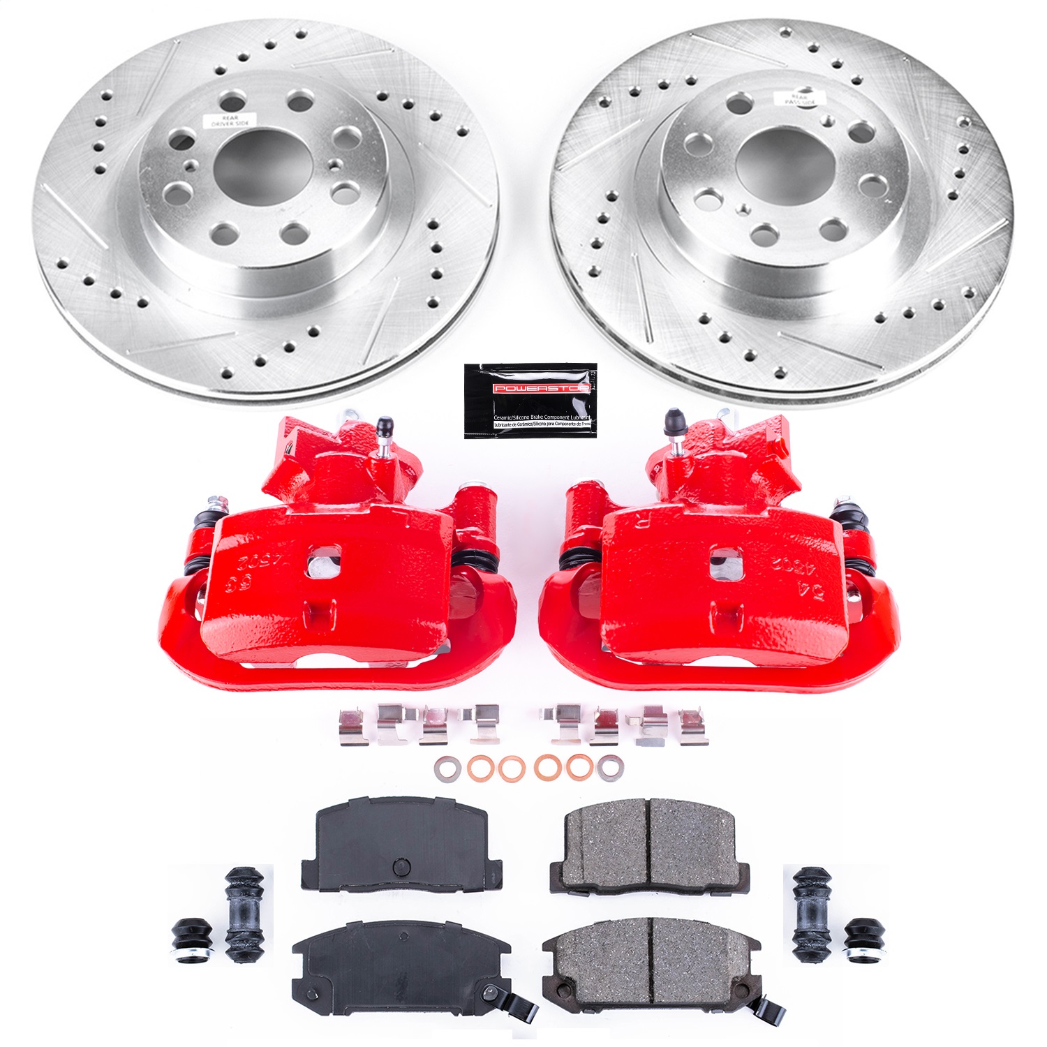 Power Stop - KC3161 - Rear - Disc Brake Pad/Caliper and Rotor Kit