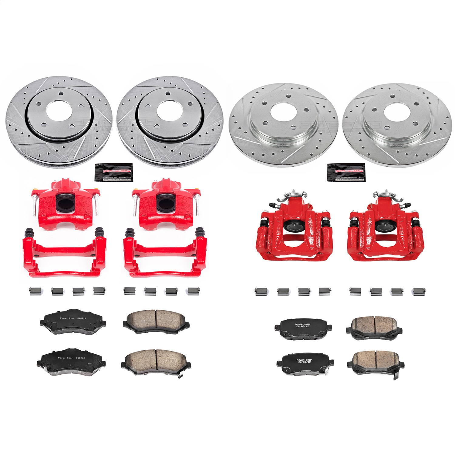 Power Stop - KC4015 - Front and Rear - Disc Brake Pad/Caliper and Rotor Kit