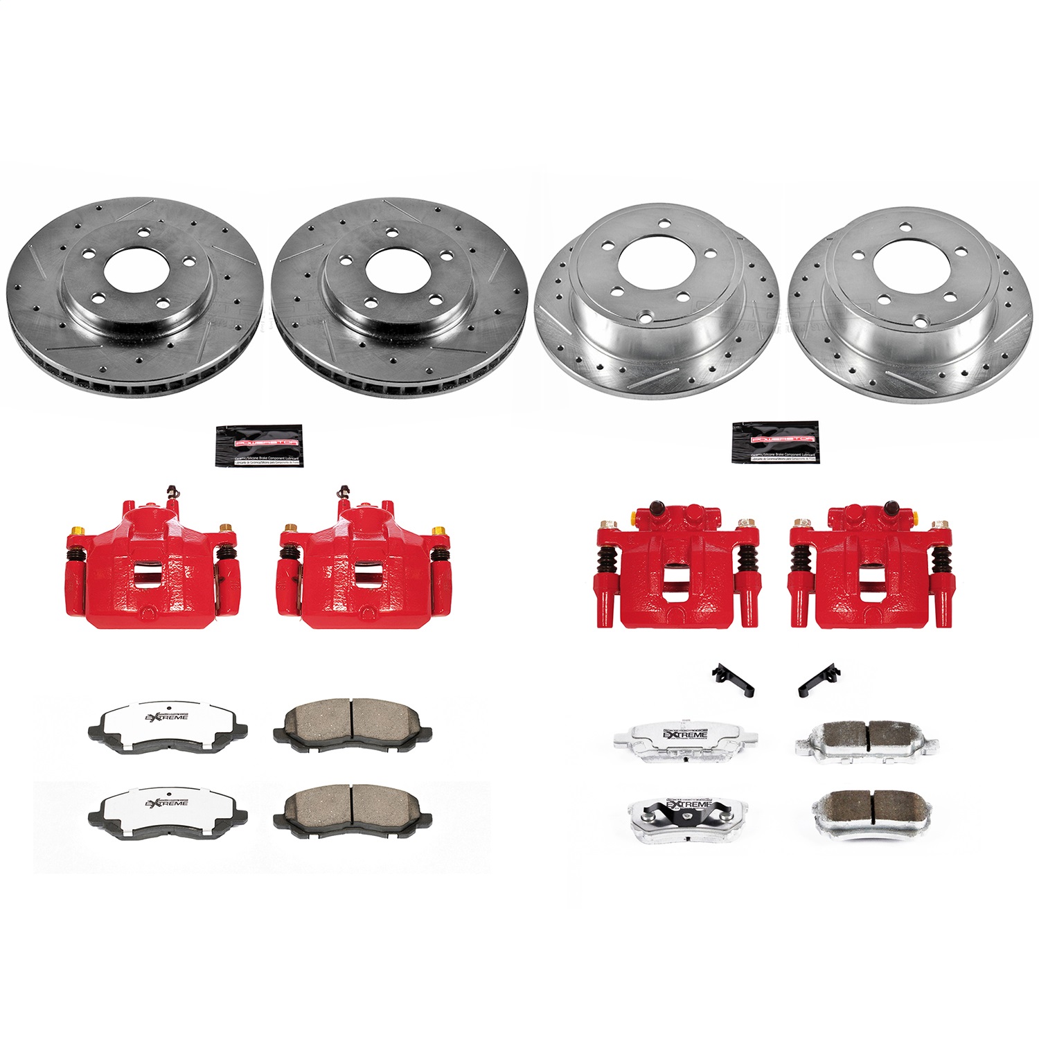 Power Stop - KC4017A-26 - Front and Rear - Disc Brake Pad/Caliper and Rotor Kit