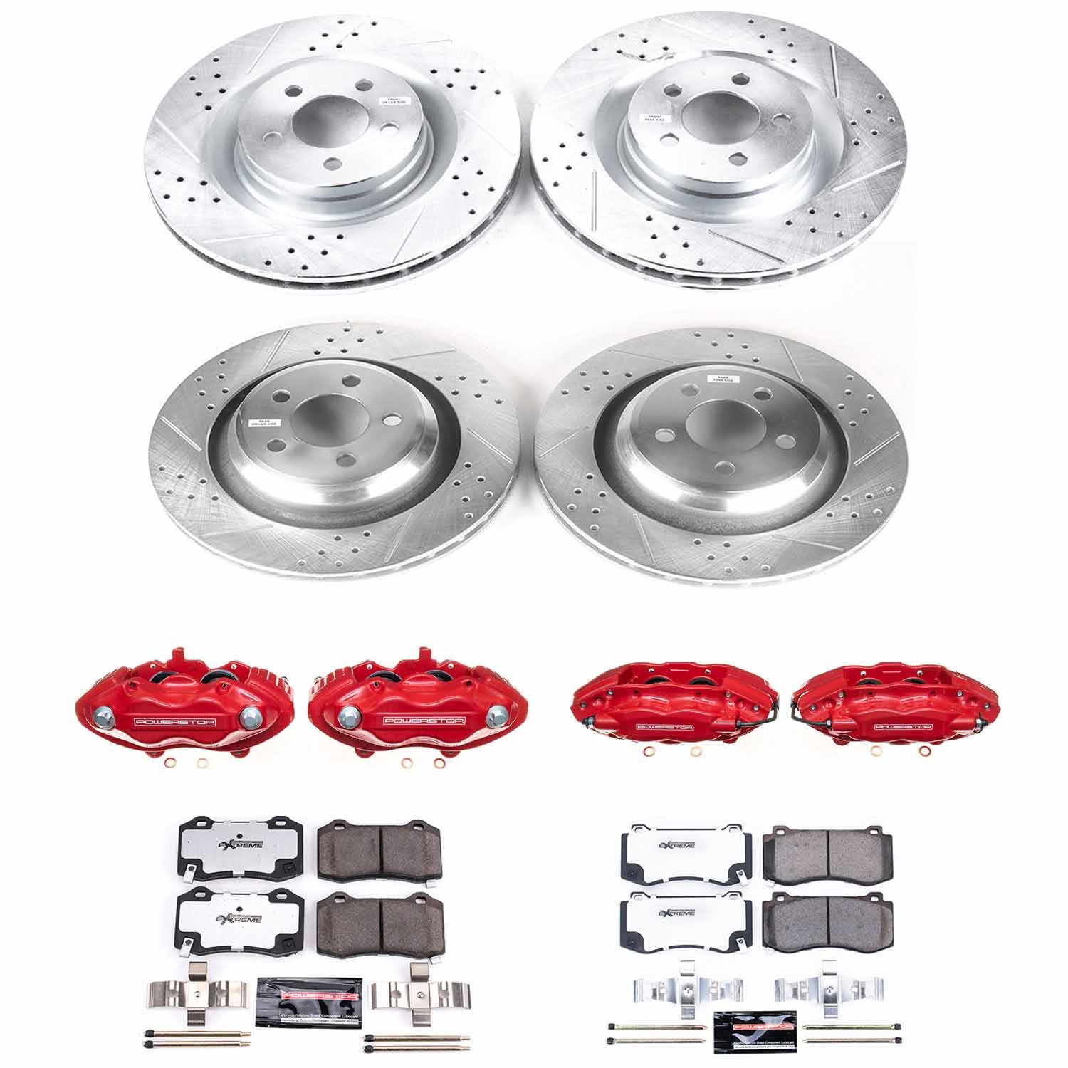 Power Stop - KC4023-26 - Front and Rear - Disc Brake Pad/Caliper and Rotor Kit