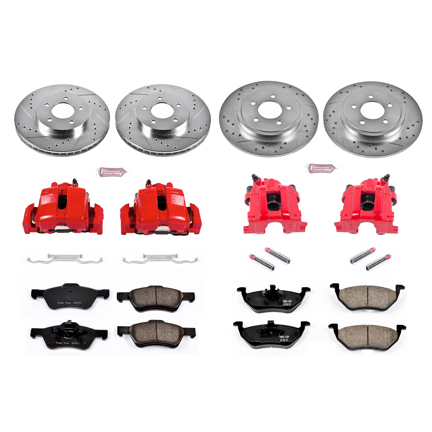 Power Stop - KC4024 - Front and Rear - Disc Brake Pad/Caliper and Rotor Kit