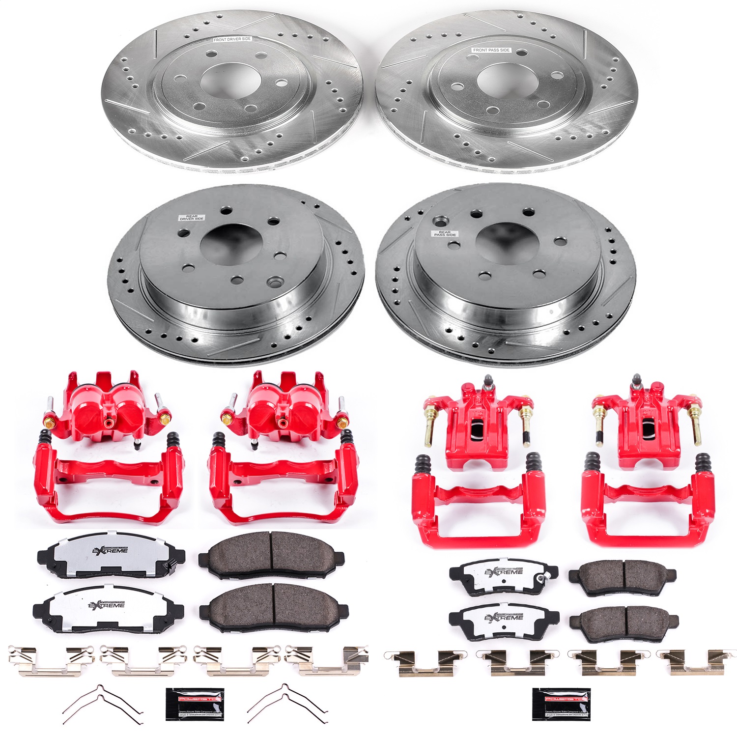 Power Stop - KC4062-36 - Front and Rear - Disc Brake Pad/Caliper and Rotor Kit