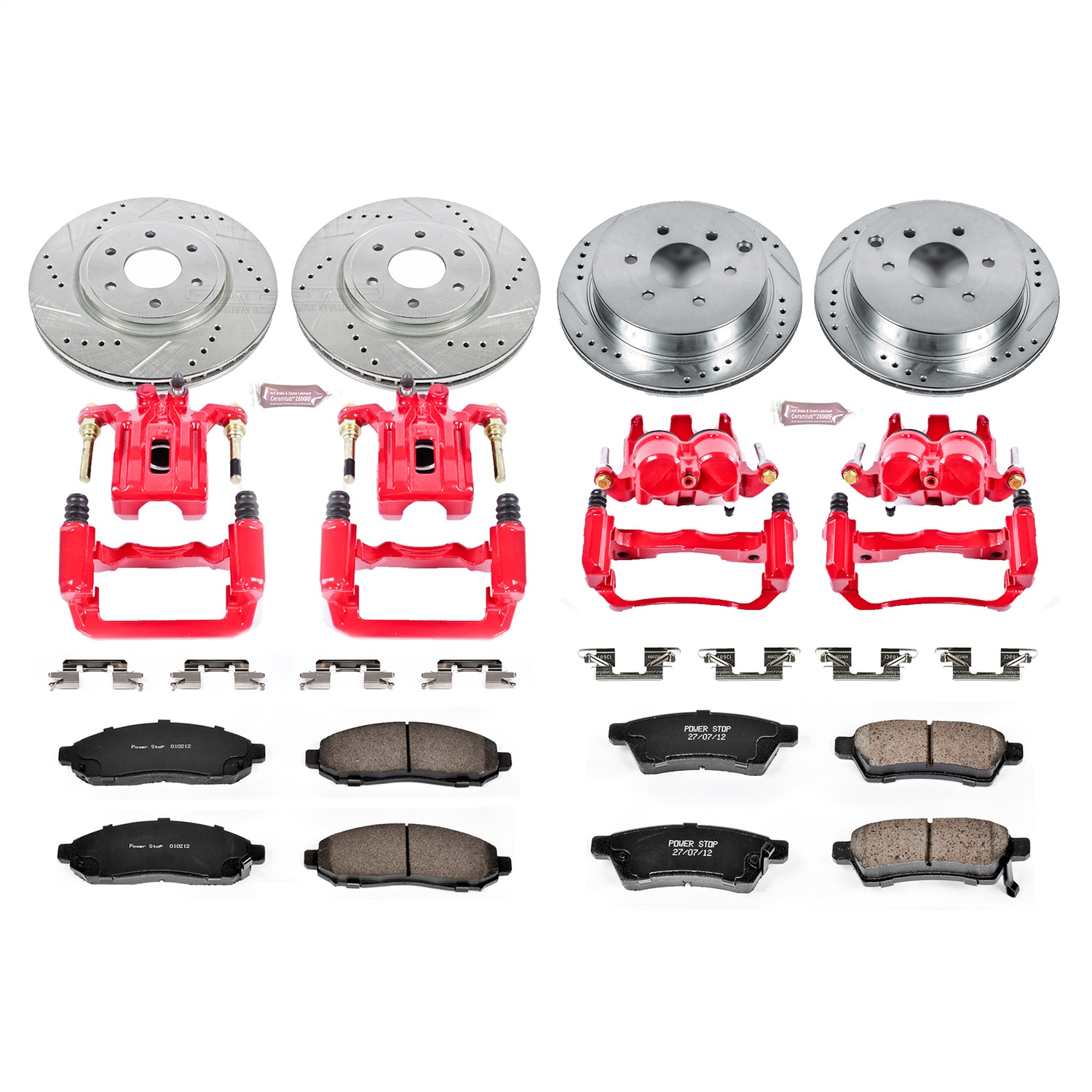 Power Stop - KC4062 - Front and Rear - Disc Brake Pad/Caliper and Rotor Kit