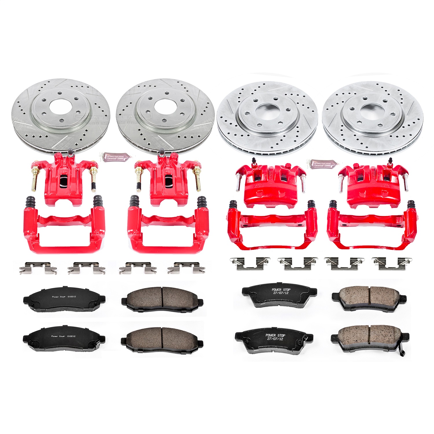 Power Stop - KC4063 - Front and Rear - Disc Brake Pad/Caliper and Rotor Kit