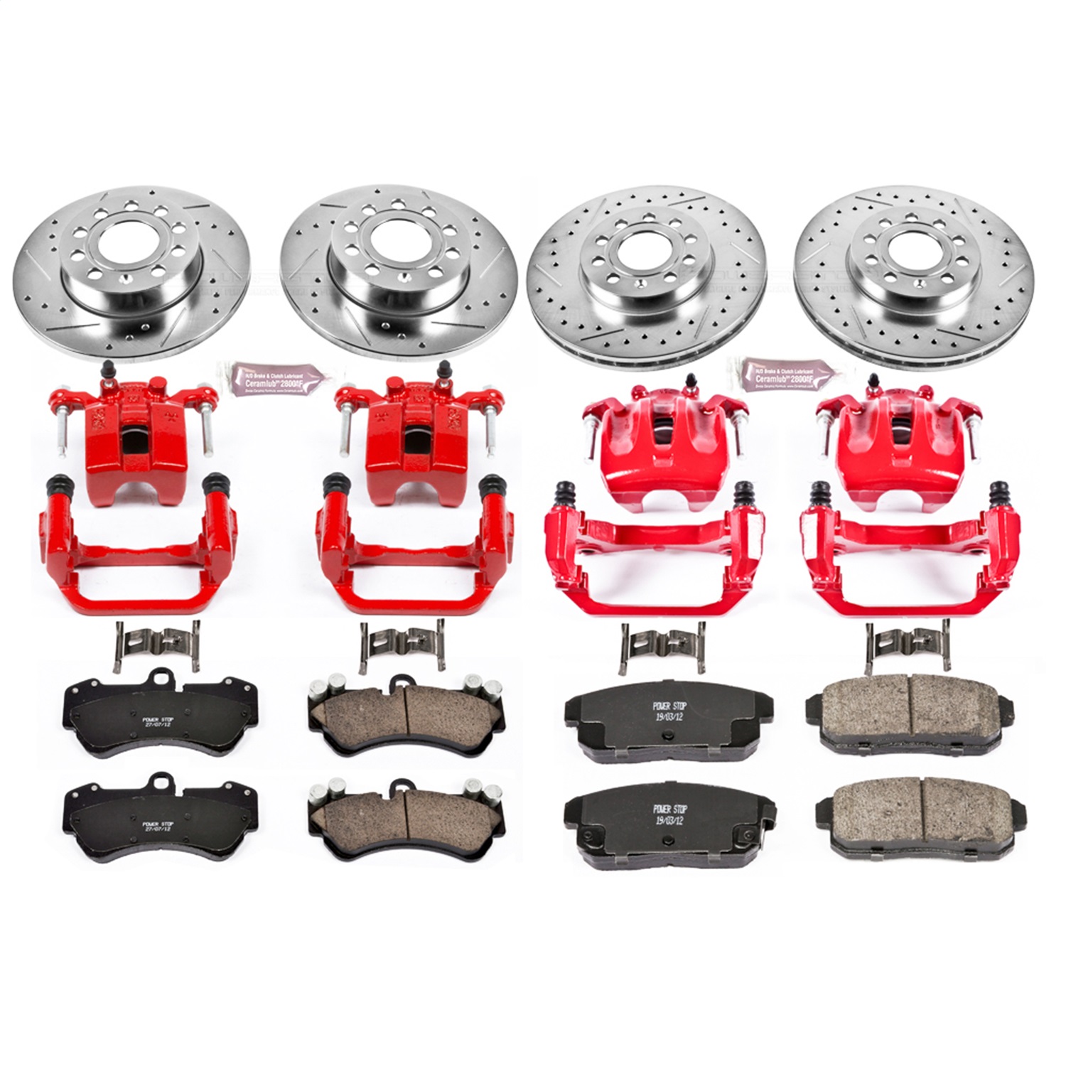 Power Stop - KC4068A - Front and Rear - Disc Brake Pad/Caliper and Rotor Kit