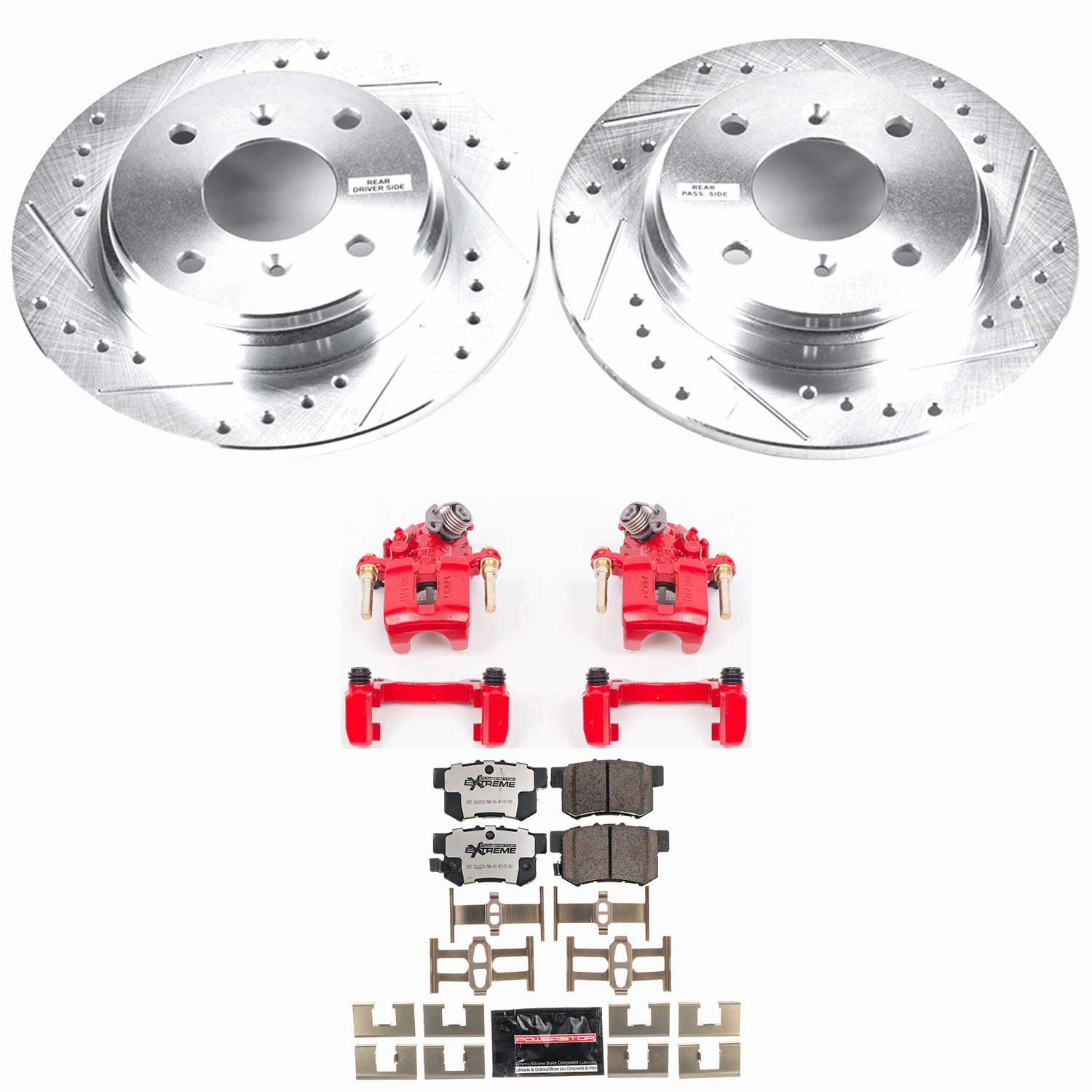 Power Stop - KC407-26 - Rear - Disc Brake Pad/Caliper and Rotor Kit