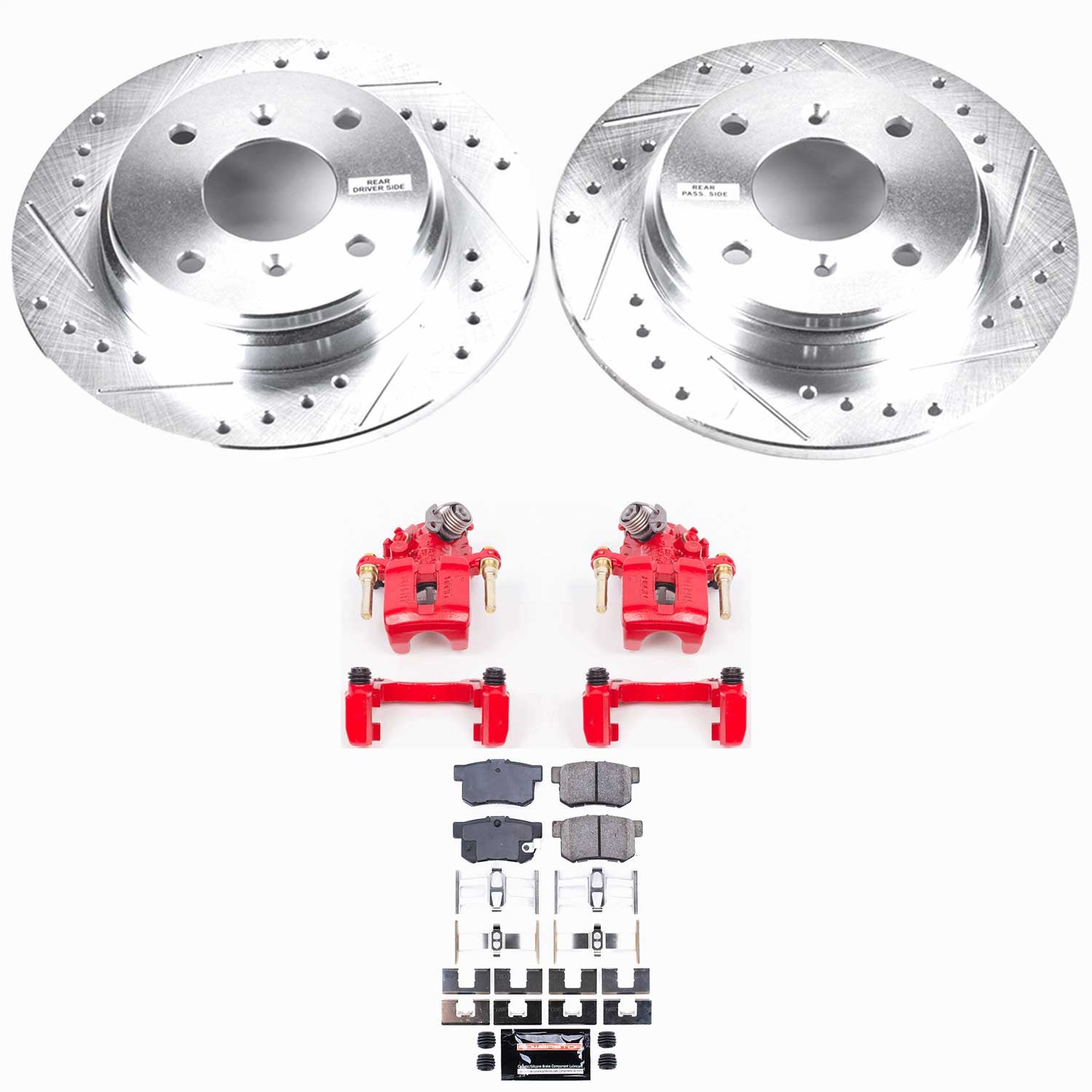 Power Stop - KC407 - Rear - Disc Brake Pad/Caliper and Rotor Kit