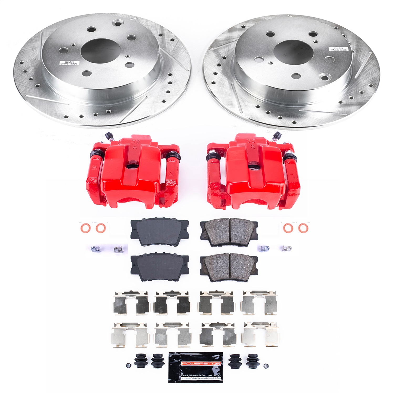 Power Stop - KC4070 - Front and Rear - Disc Brake Pad/Caliper and Rotor Kit