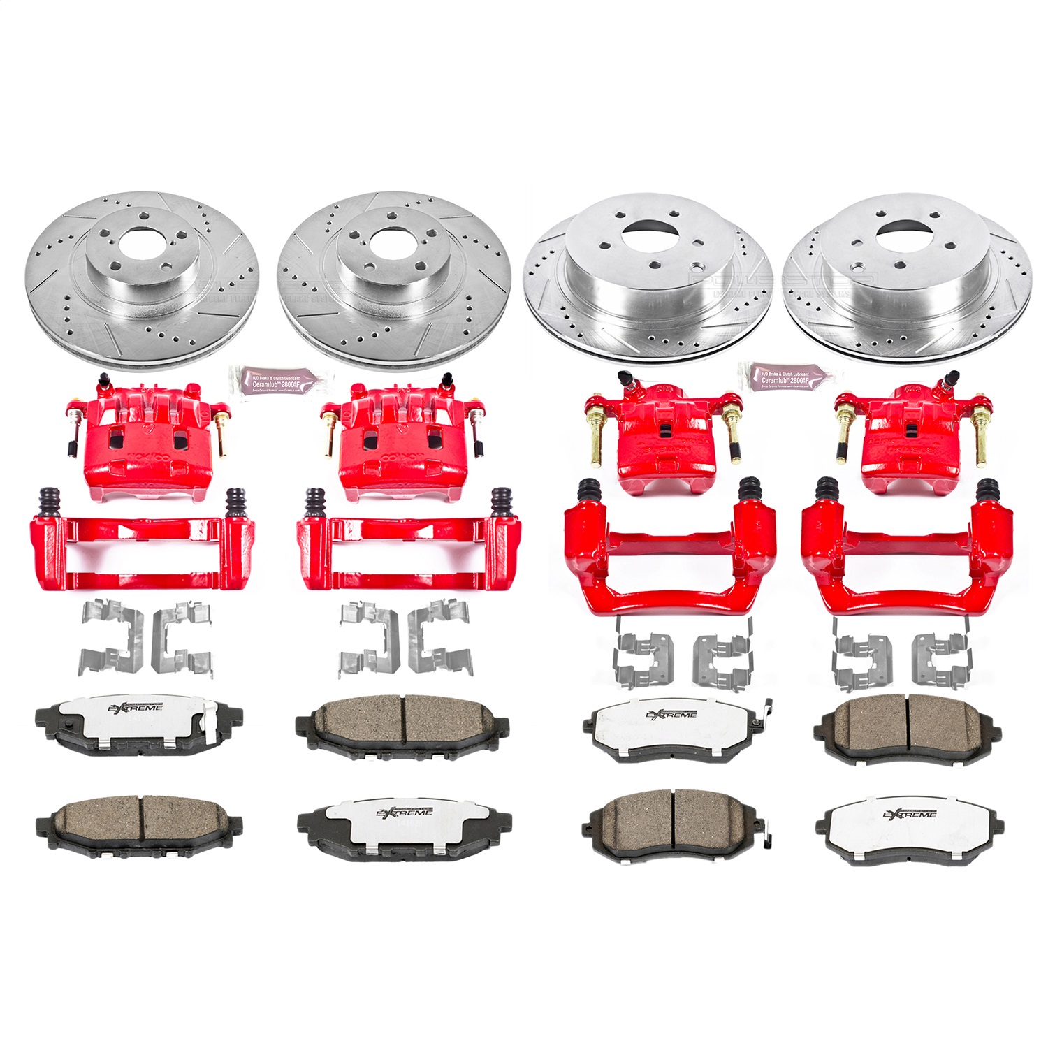 Power Stop - KC4077-26 - Front and Rear - Disc Brake Pad/Caliper and Rotor Kit