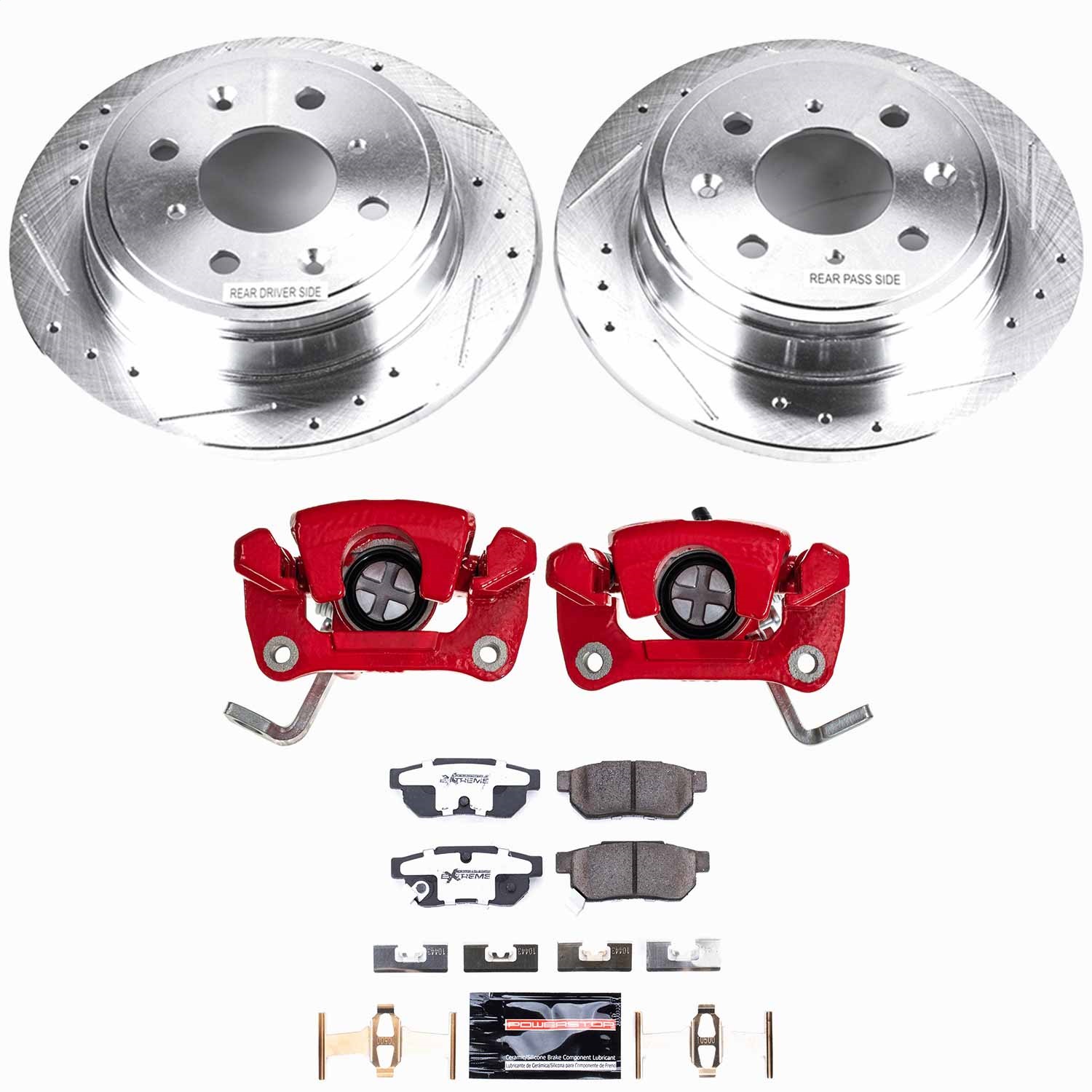 Power Stop - KC408-26 - Rear - Disc Brake Pad/Caliper and Rotor Kit