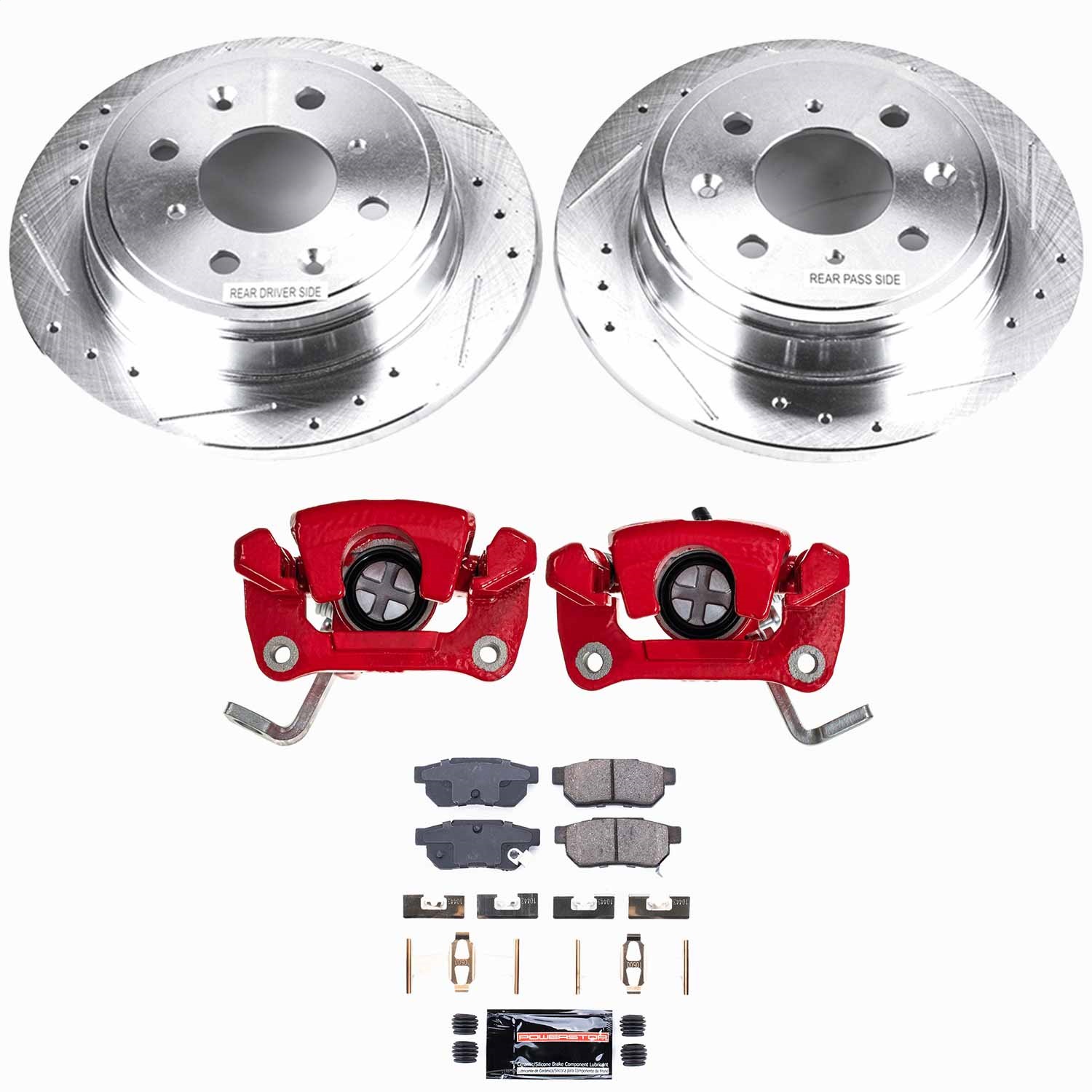 Power Stop - KC408 - Rear - Disc Brake Pad/Caliper and Rotor Kit