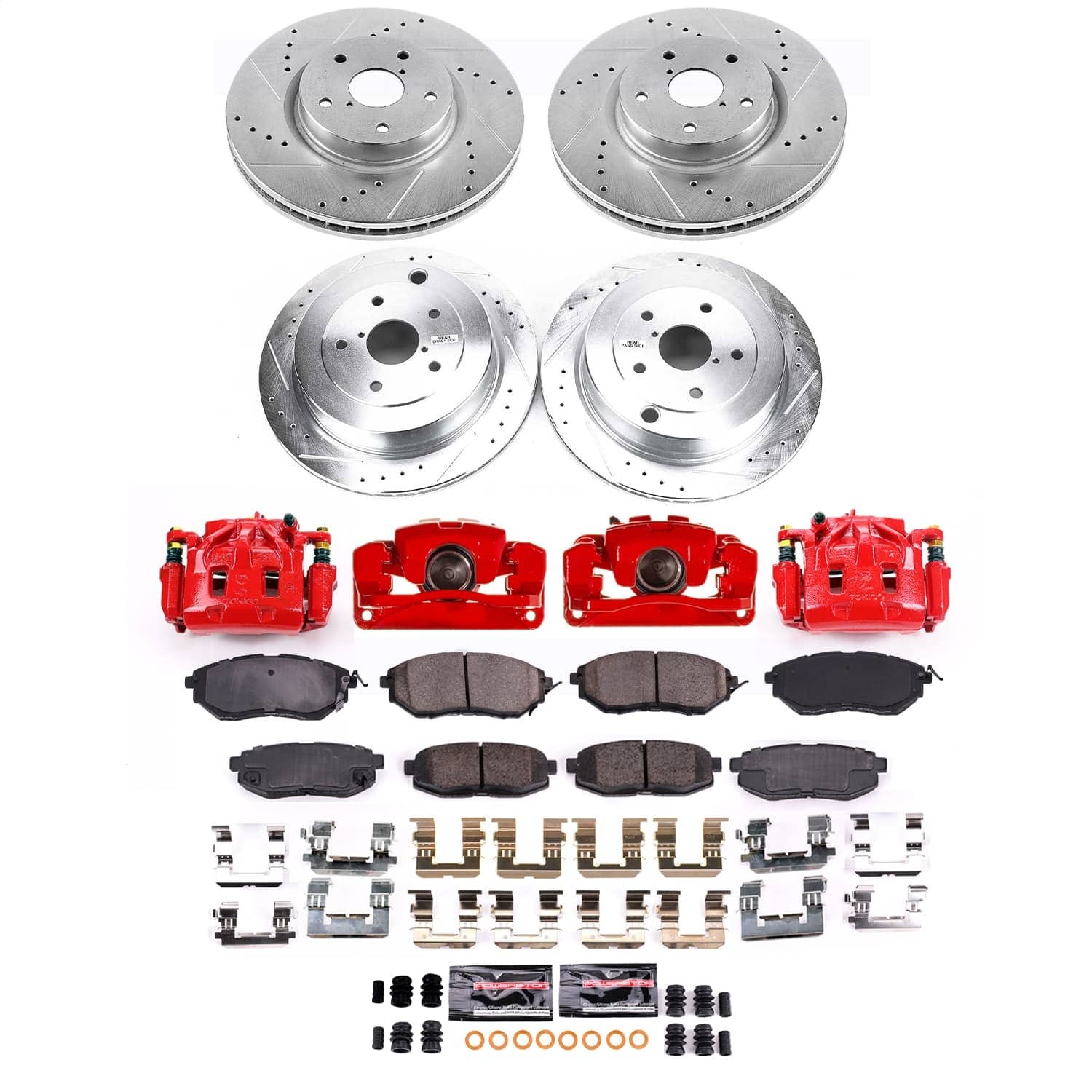 Power Stop - KC4088 - Front and Rear - Disc Brake Pad/Caliper and Rotor Kit