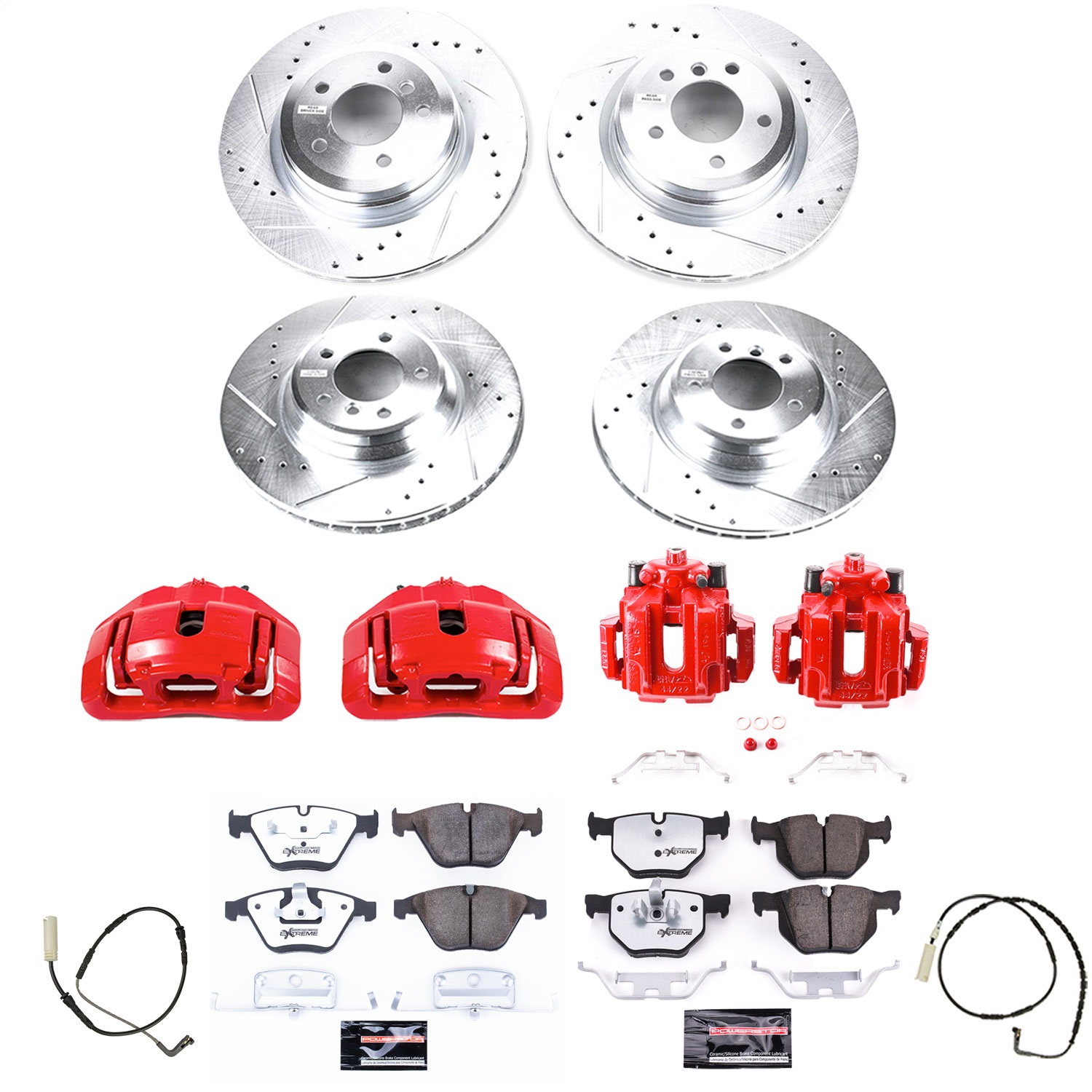 Power Stop - KC4094-26 - Front and Rear - Disc Brake Pad/Caliper and Rotor Kit