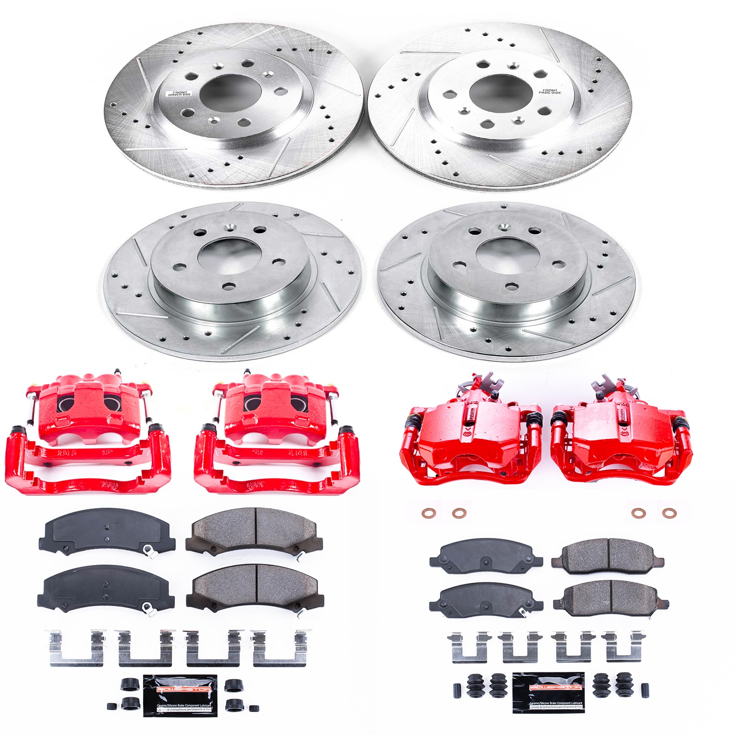 Power Stop - KC4096 - Front and Rear - Disc Brake Pad/Caliper and Rotor Kit