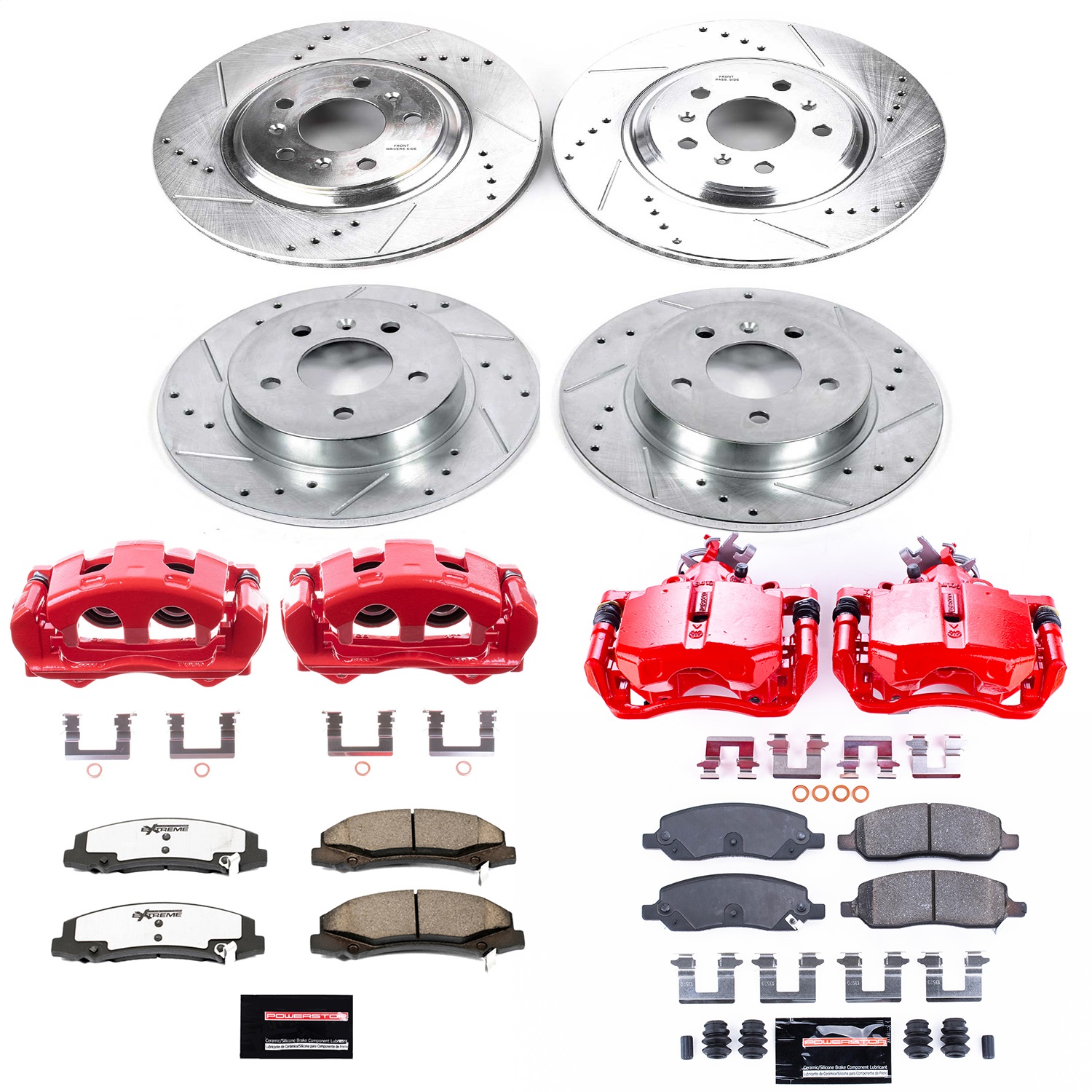 Power Stop - KC4097 - Front and Rear - Disc Brake Pad/Caliper and Rotor Kit