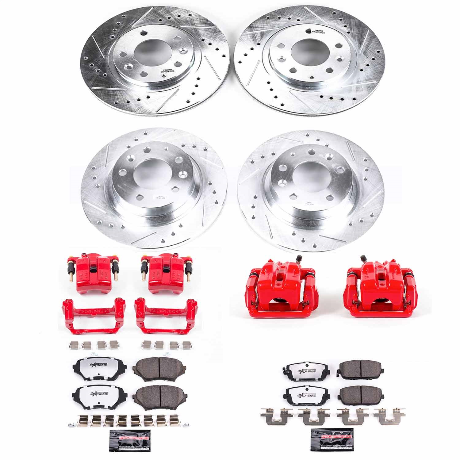Power Stop - KC4098-26 - Front and Rear - Disc Brake Pad/Caliper and Rotor Kit