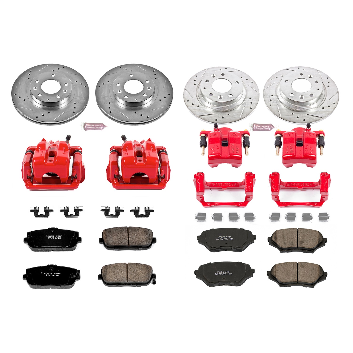 Power Stop - KC4098 - Front and Rear - Disc Brake Pad/Caliper and Rotor Kit