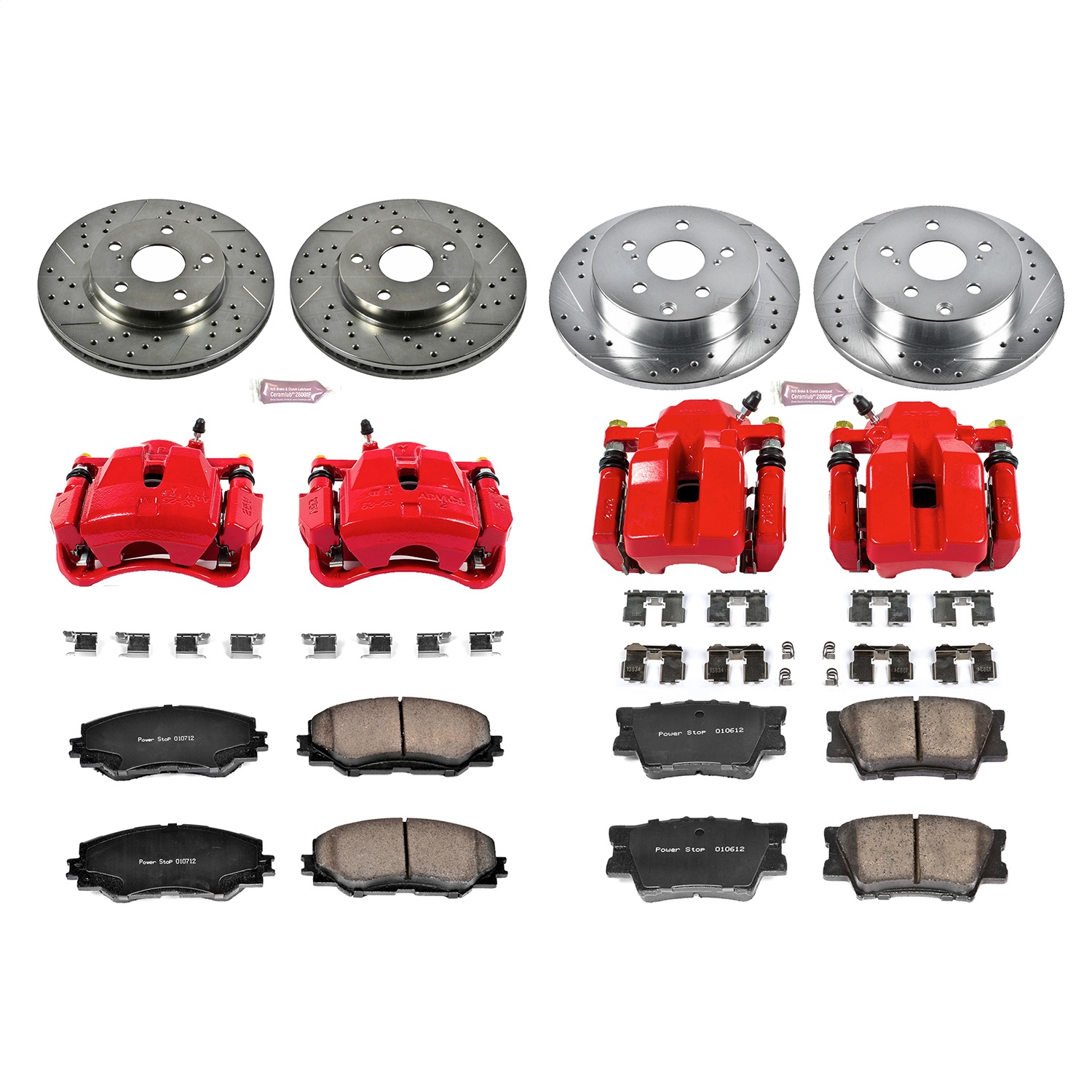 Power Stop - KC4100 - Front and Rear - Disc Brake Pad/Caliper and Rotor Kit