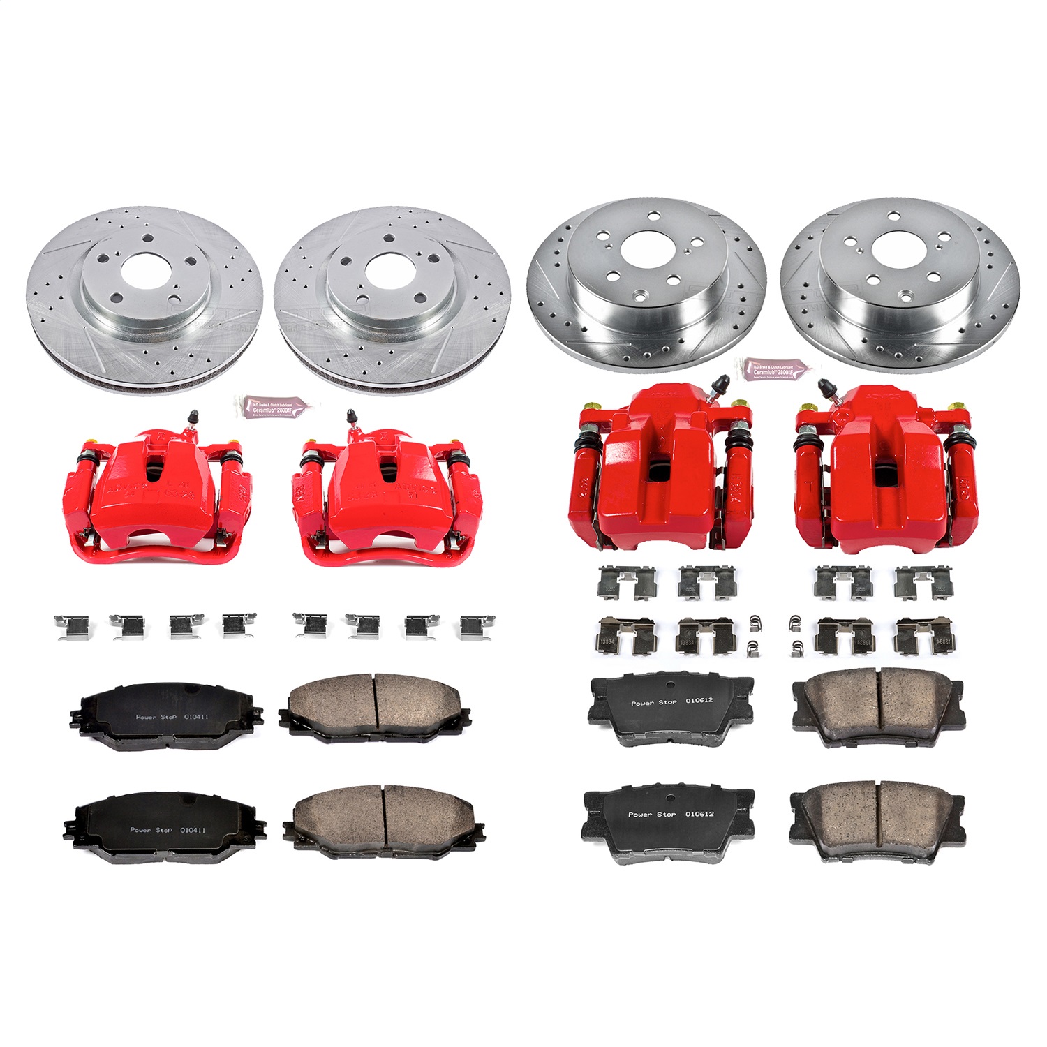 Power Stop - KC4101 - Front and Rear - Disc Brake Pad/Caliper and Rotor Kit