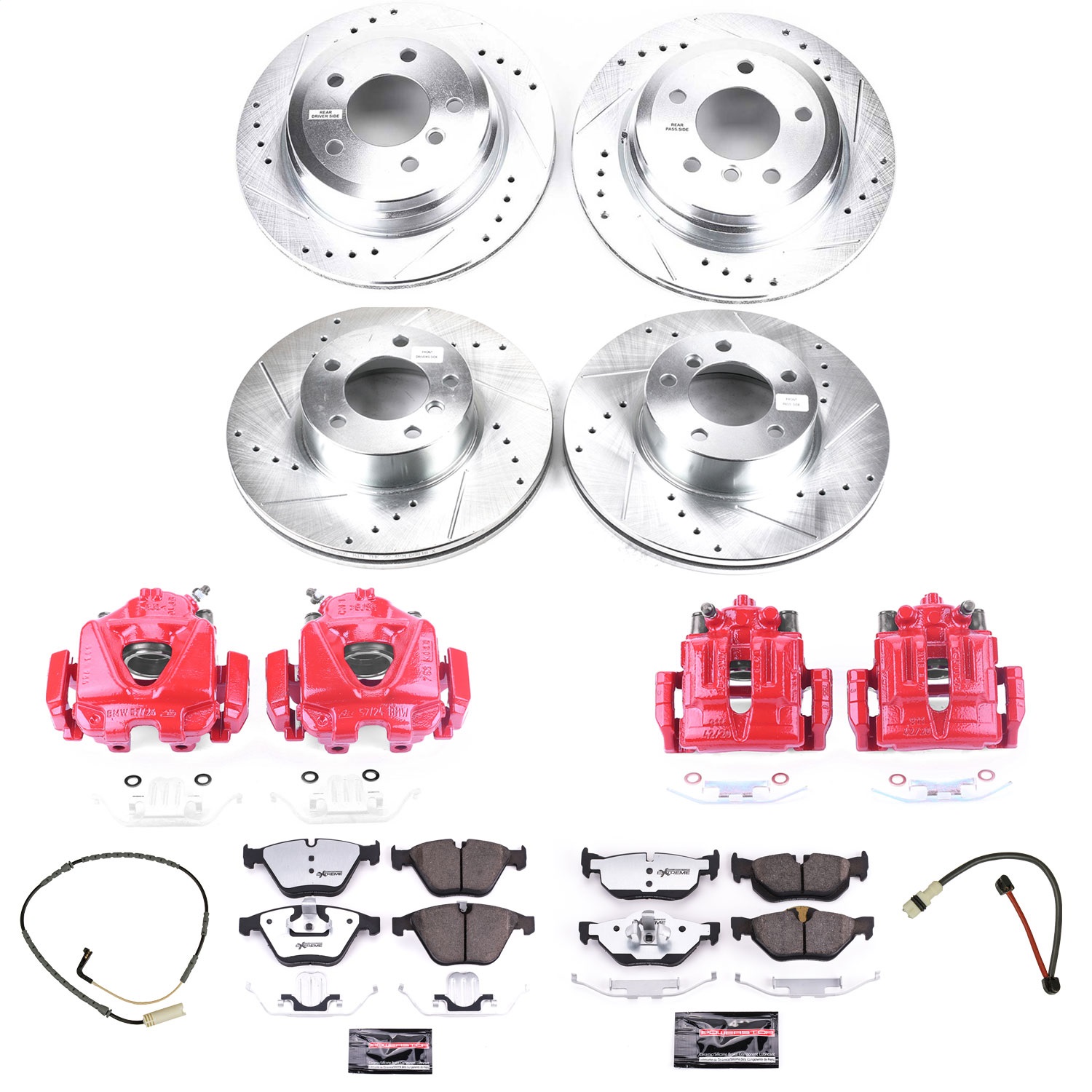 Power Stop - KC4104-26 - Front and Rear - Disc Brake Pad/Caliper and Rotor Kit