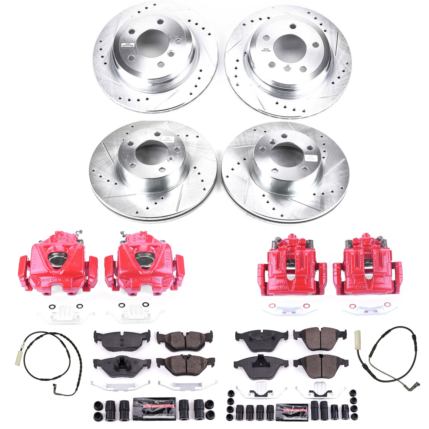 Power Stop - KC4104 - Front and Rear - Disc Brake Pad/Caliper and Rotor Kit