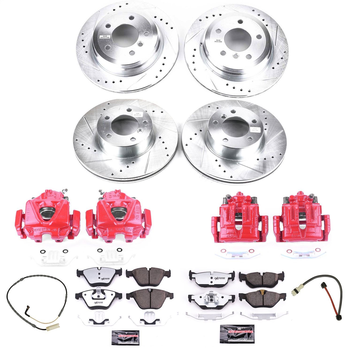 Power Stop - KC4105-26 - Front and Rear - Disc Brake Pad/Caliper and Rotor Kit