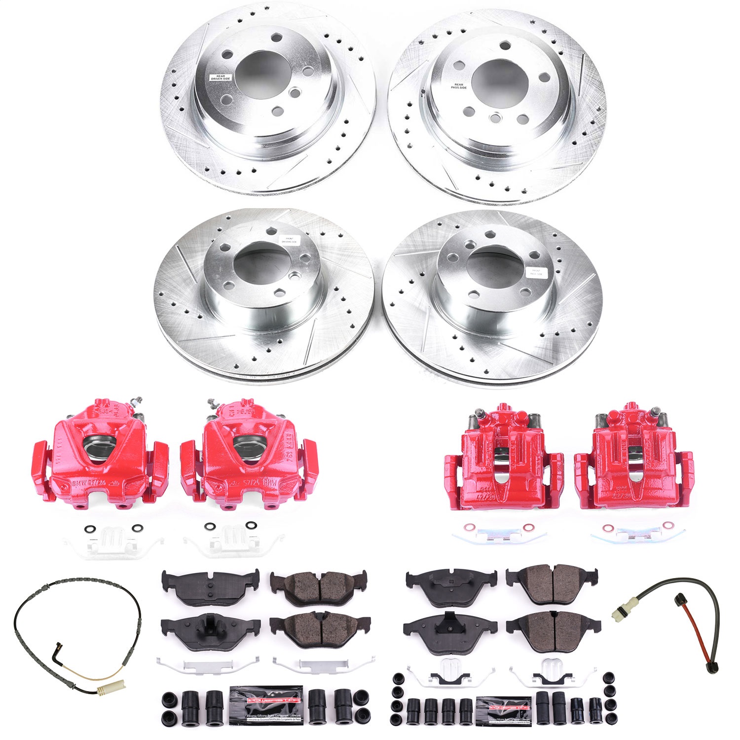 Power Stop - KC4105 - Front and Rear - Disc Brake Pad/Caliper and Rotor Kit