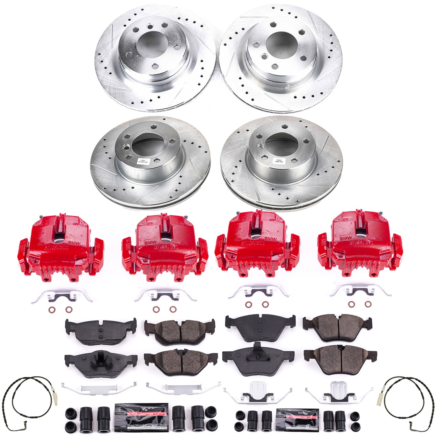 Power Stop - KC4106 - Front and Rear - Disc Brake Pad/Caliper and Rotor Kit