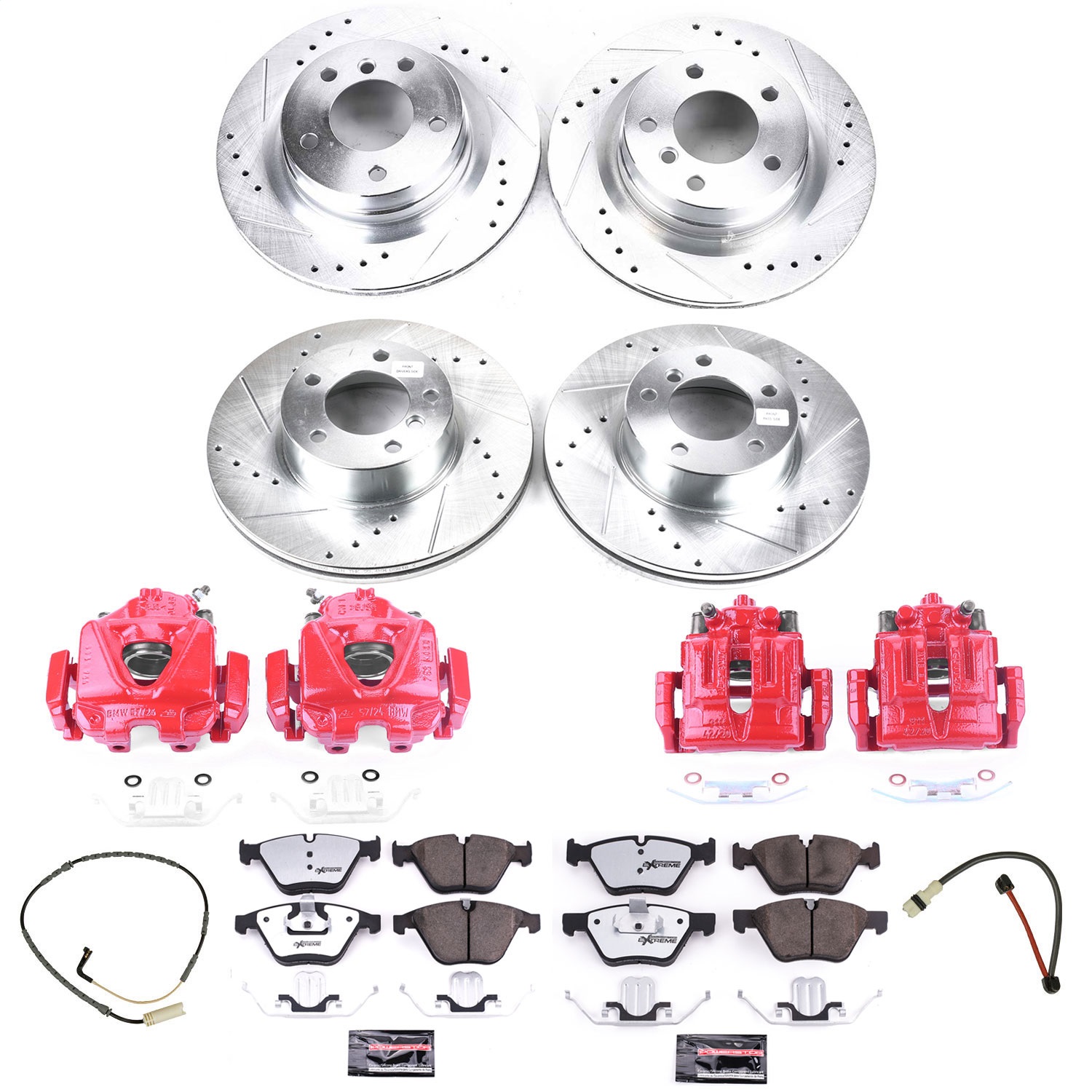 Power Stop - KC4107-26 - Front and Rear - Disc Brake Pad/Caliper and Rotor Kit