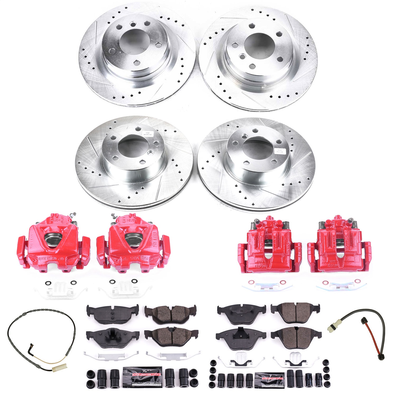 Power Stop - KC4107 - Front and Rear - Disc Brake Pad/Caliper and Rotor Kit
