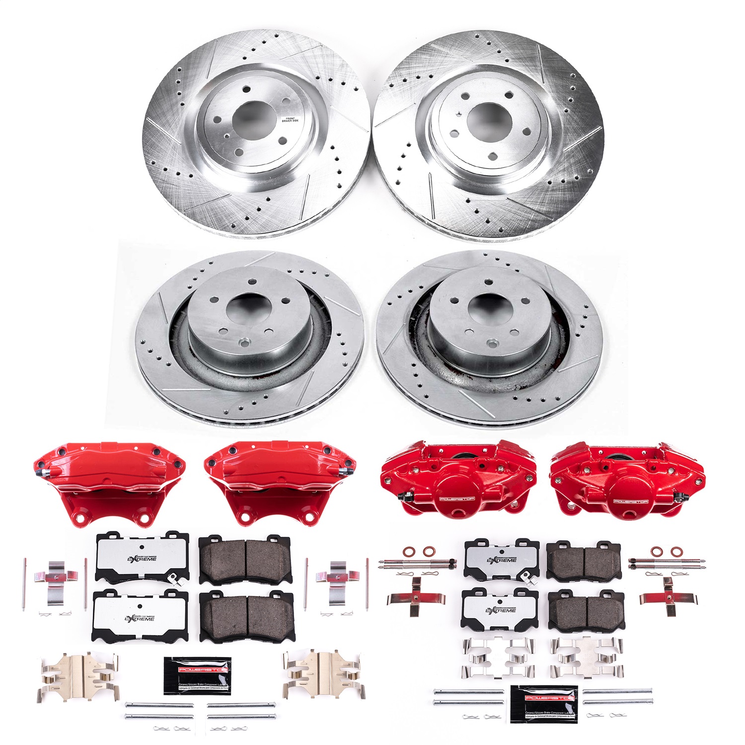 Power Stop - KC4138B-26 - Front and Rear - Disc Brake Pad/Caliper and Rotor Kit