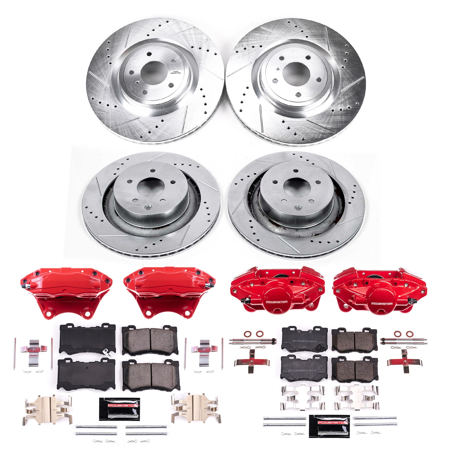 Power Stop - KC4138B - Front and Rear - Disc Brake Pad/Caliper and Rotor Kit
